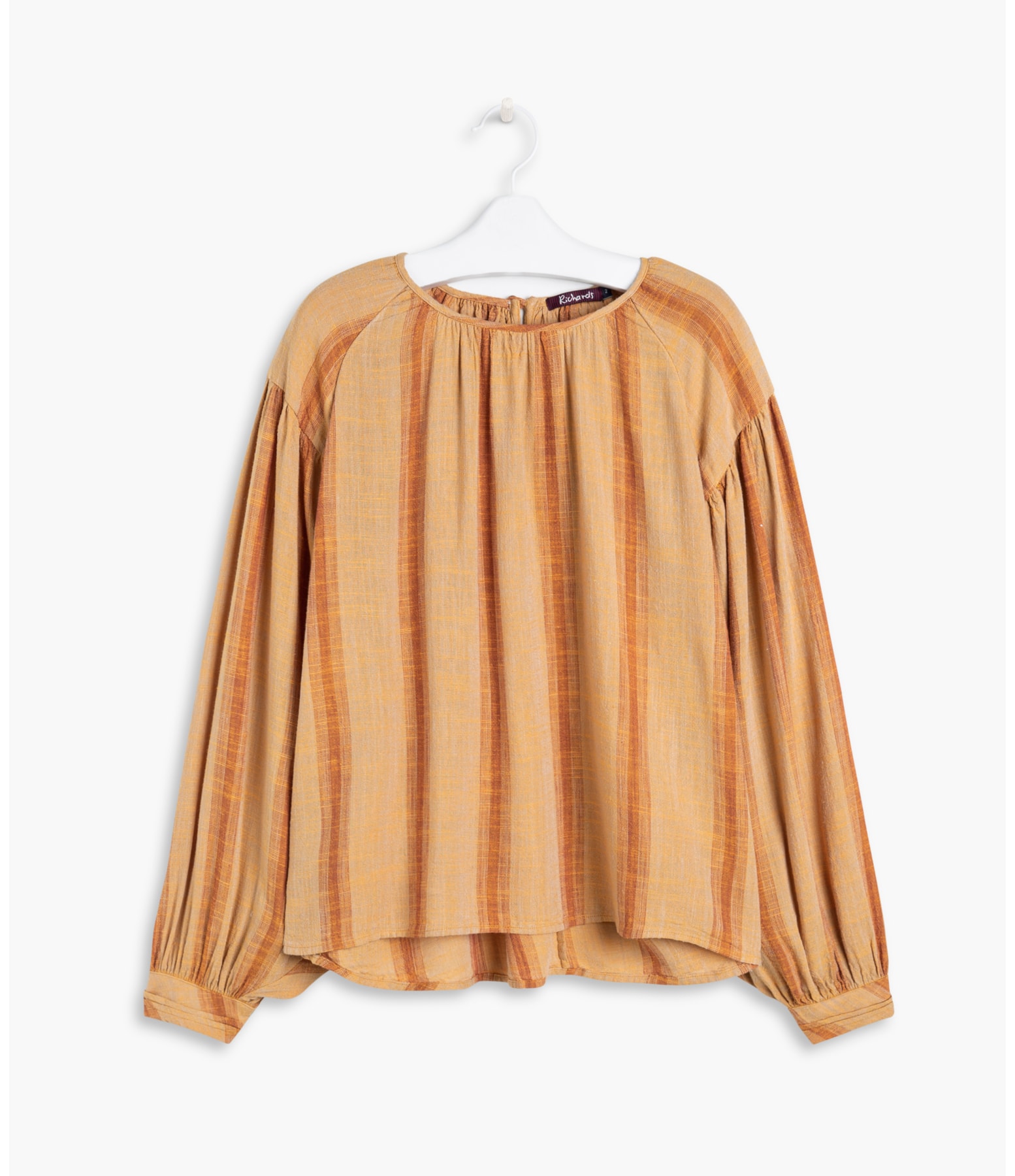 Blusa Linho  Ness  Listras Ml Mostarda