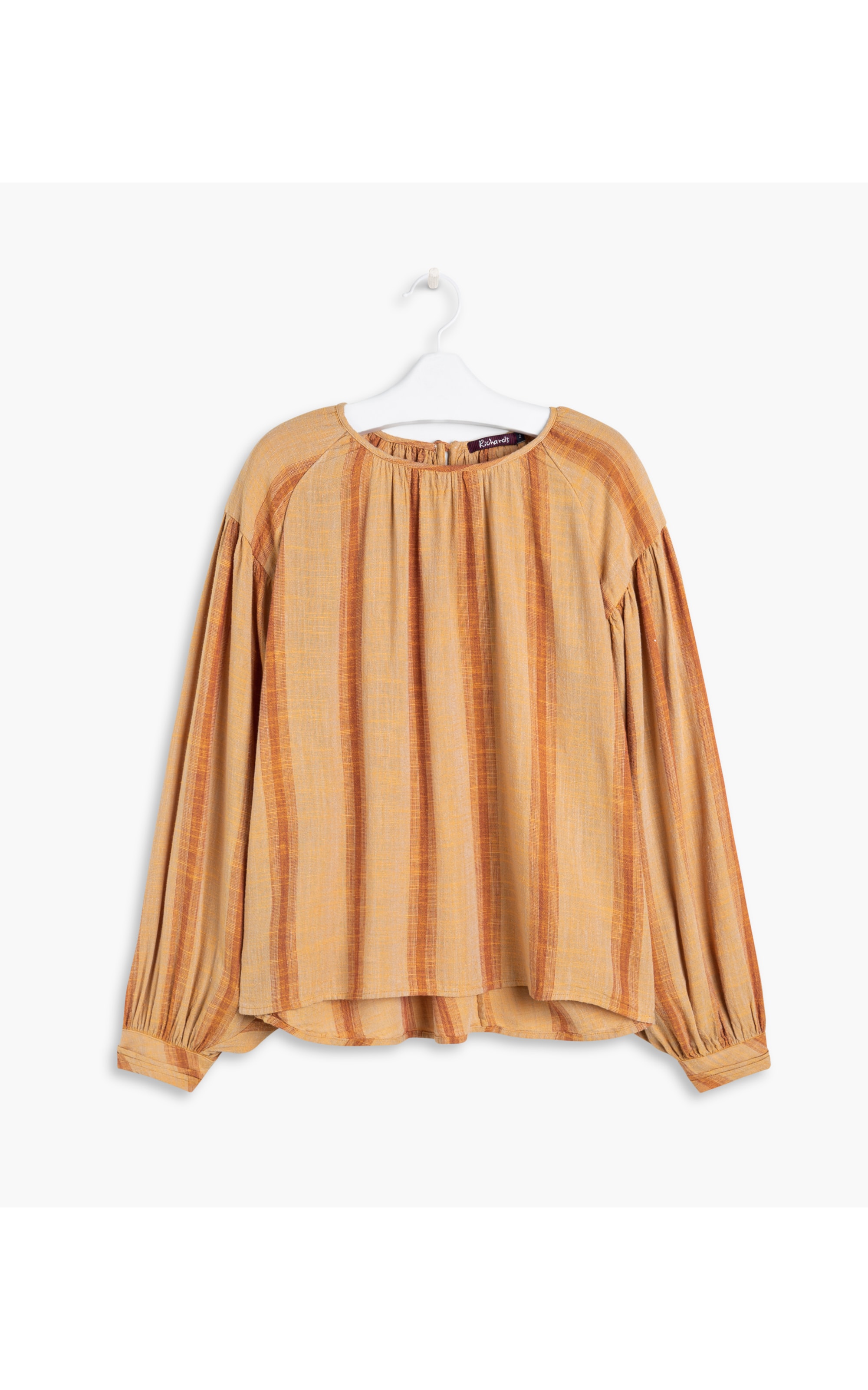 Blusa Linho  Ness  Listras Ml Mostarda