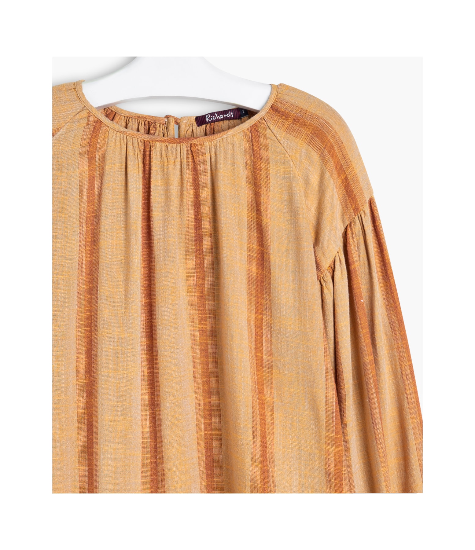Blusa Linho  Ness  Listras Ml Mostarda