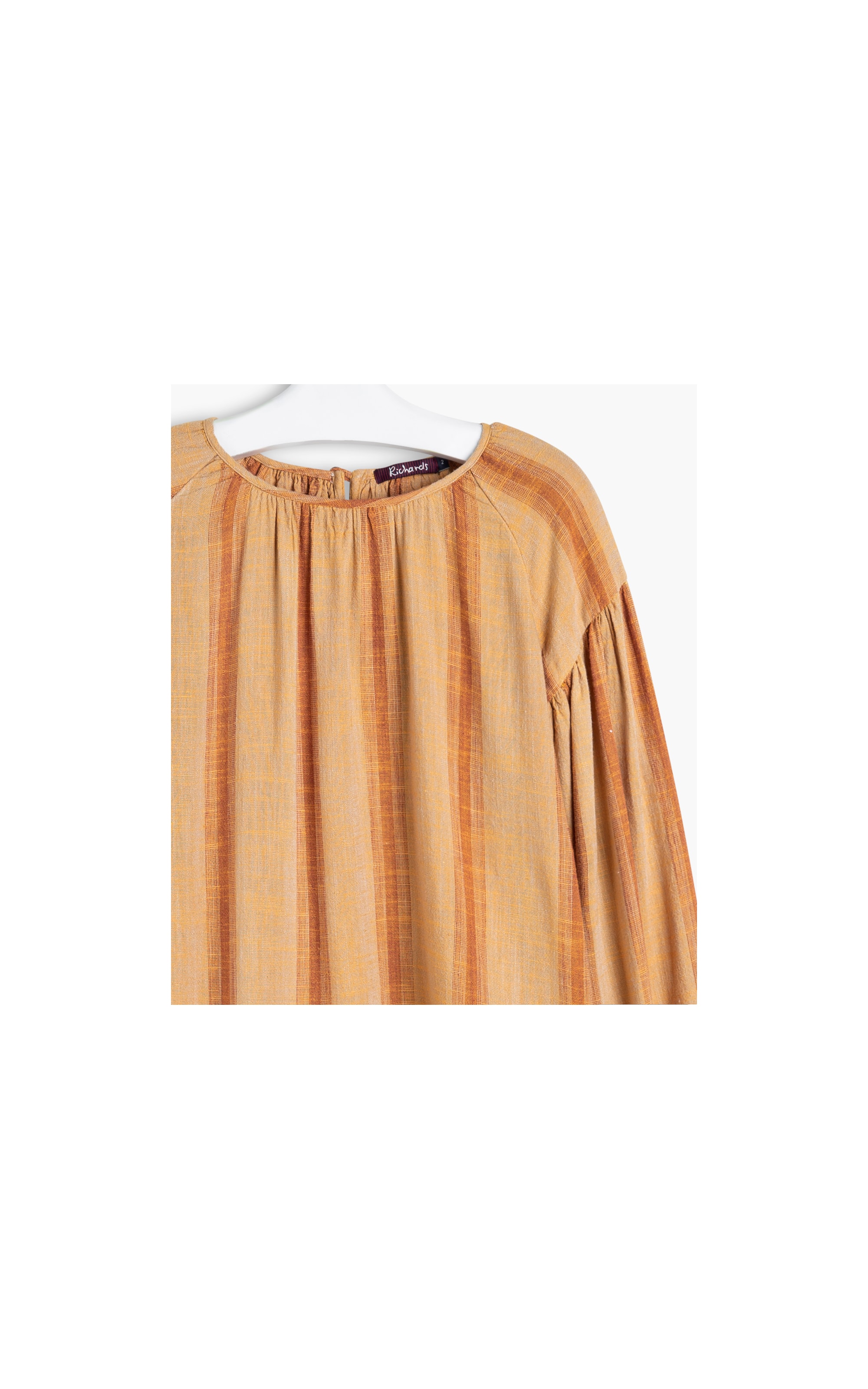 Blusa Linho  Ness  Listras Ml Mostarda