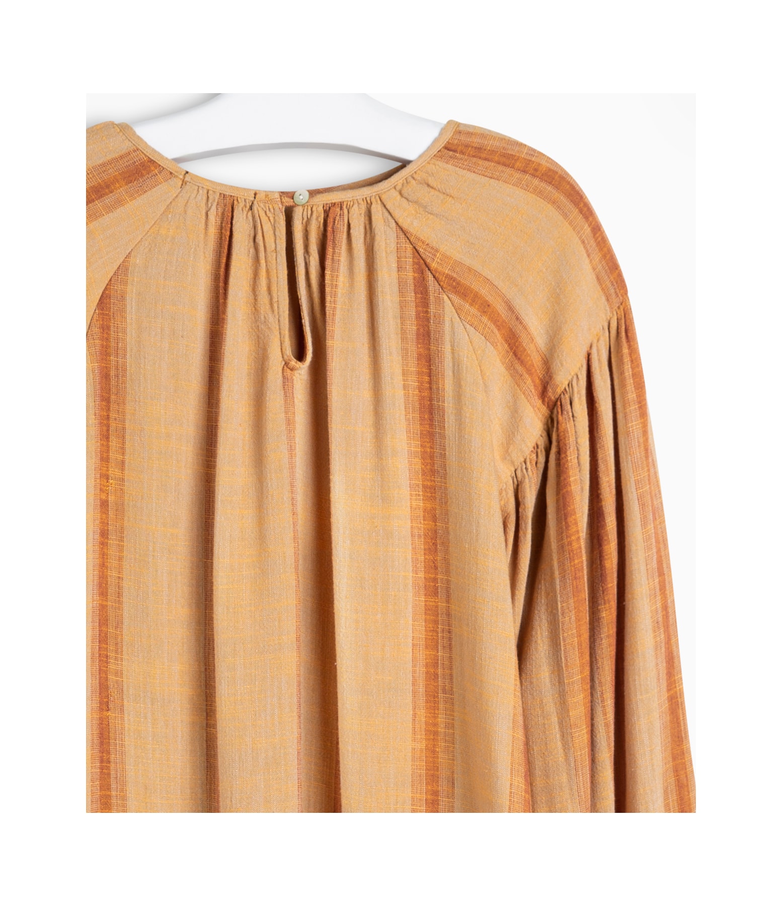 Blusa Linho  Ness  Listras Ml Mostarda