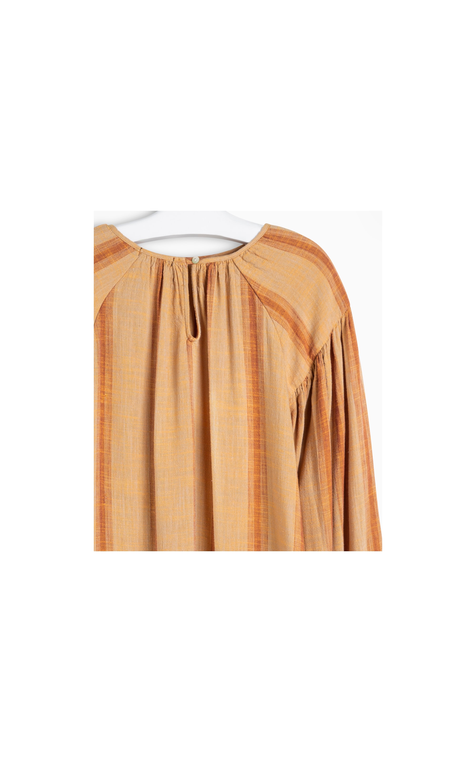 Blusa Linho  Ness  Listras Ml Mostarda