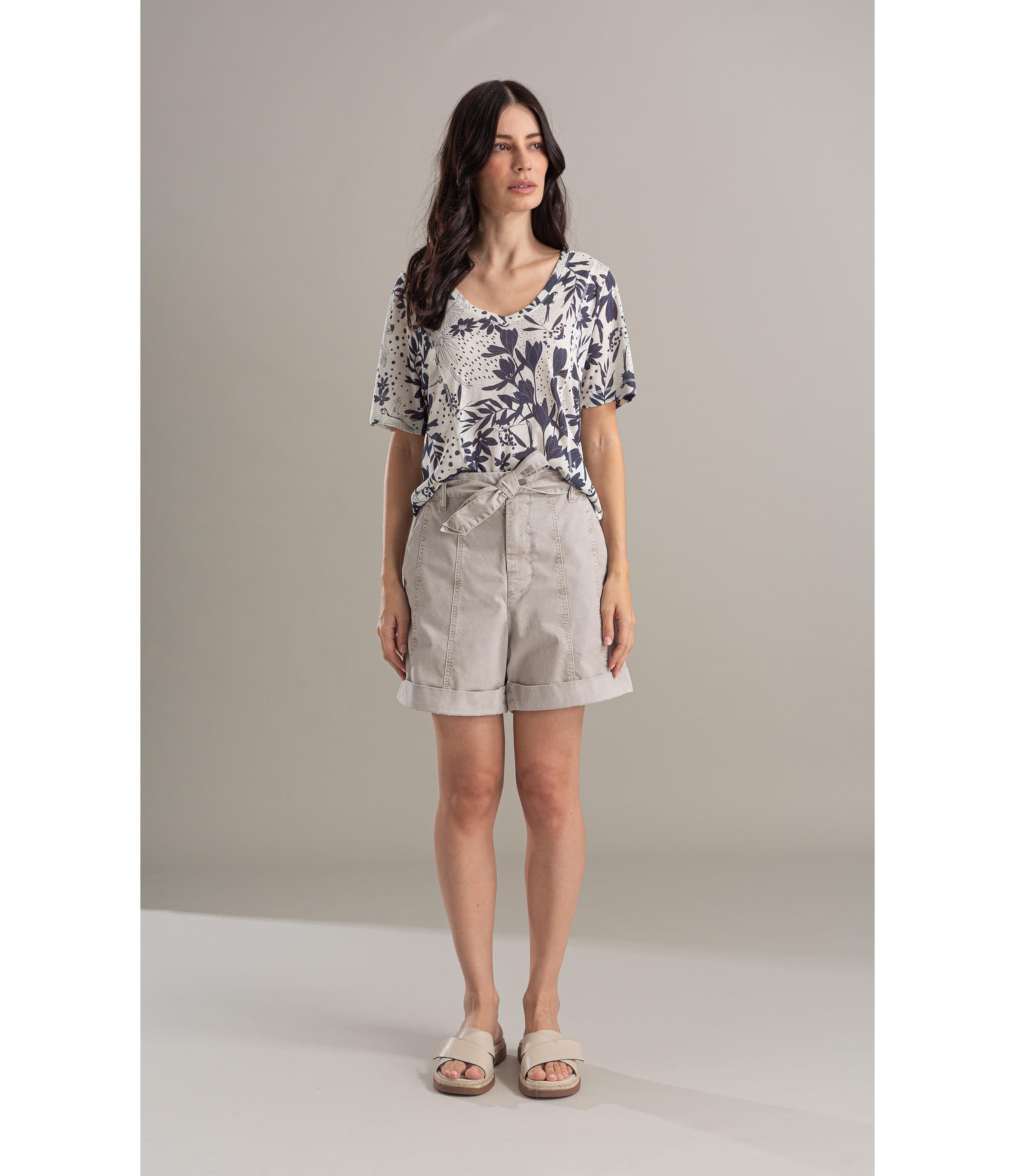 Blusa Linho  Nice Estampa Arara Marinho