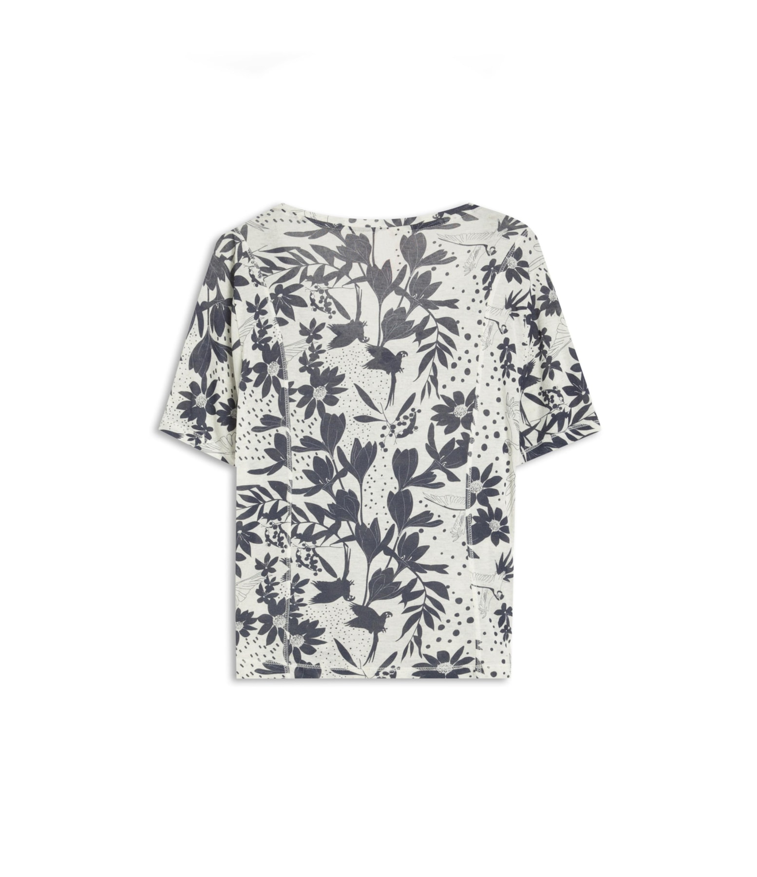 Blusa Linho  Nice Estampa Arara Marinho