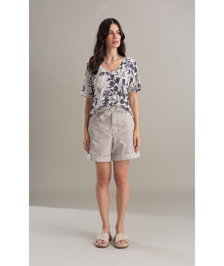 Blusa Linho  Nice Estampa Arara Marinho