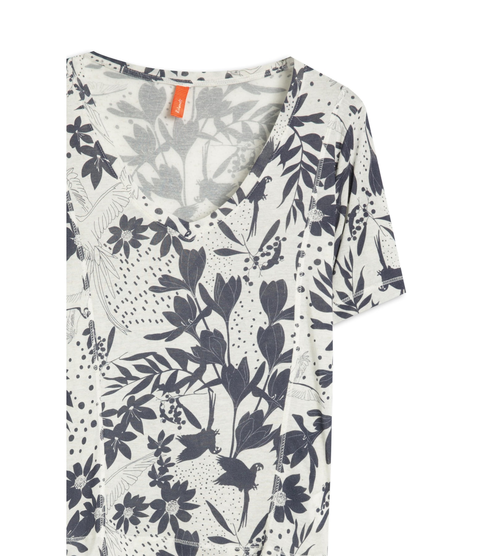 Blusa Linho  Nice Estampa Arara Marinho