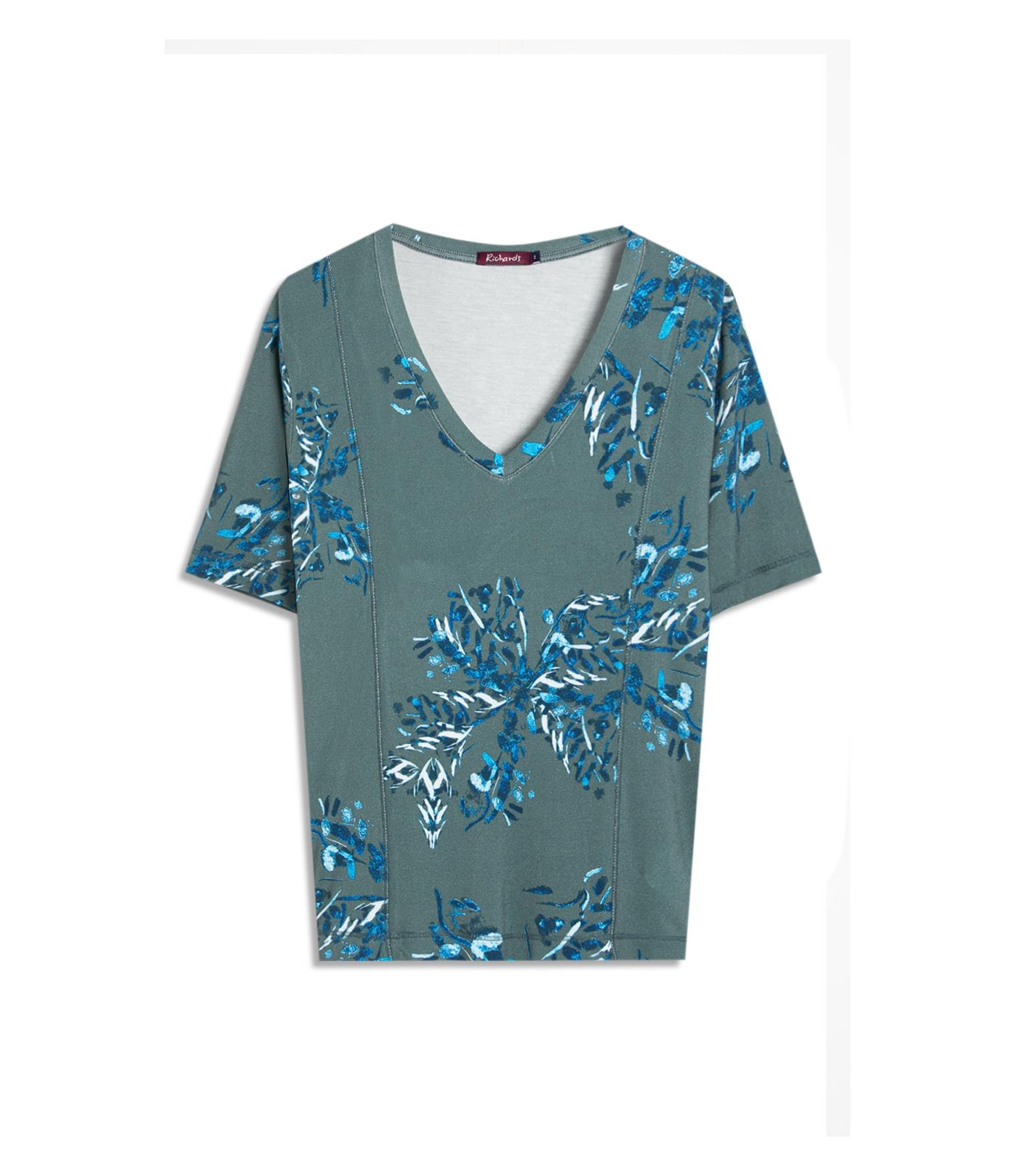 Blusa Linho  Nice Estampa Splatter Verde Army