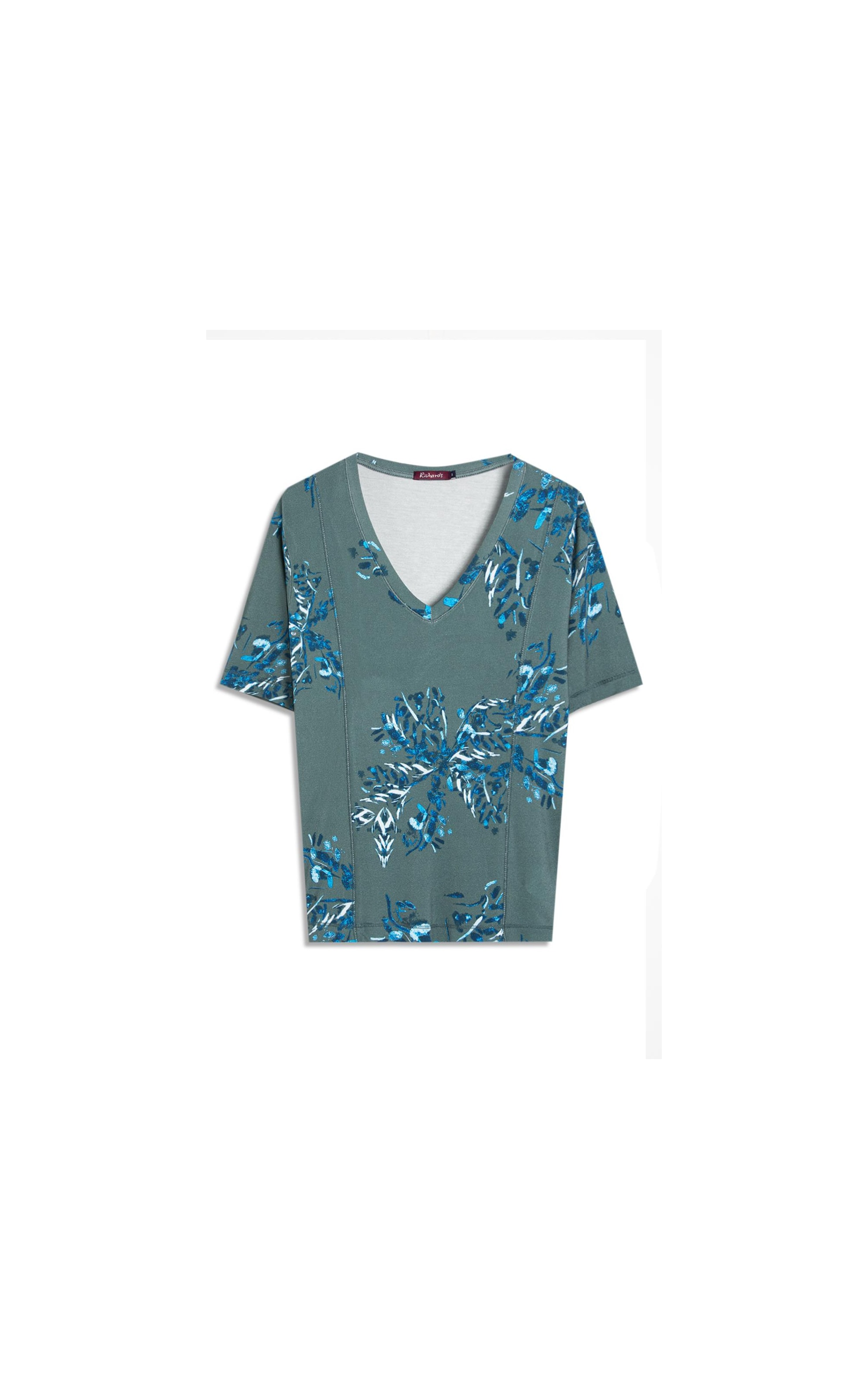Blusa Linho  Nice Estampa Splatter Verde Army