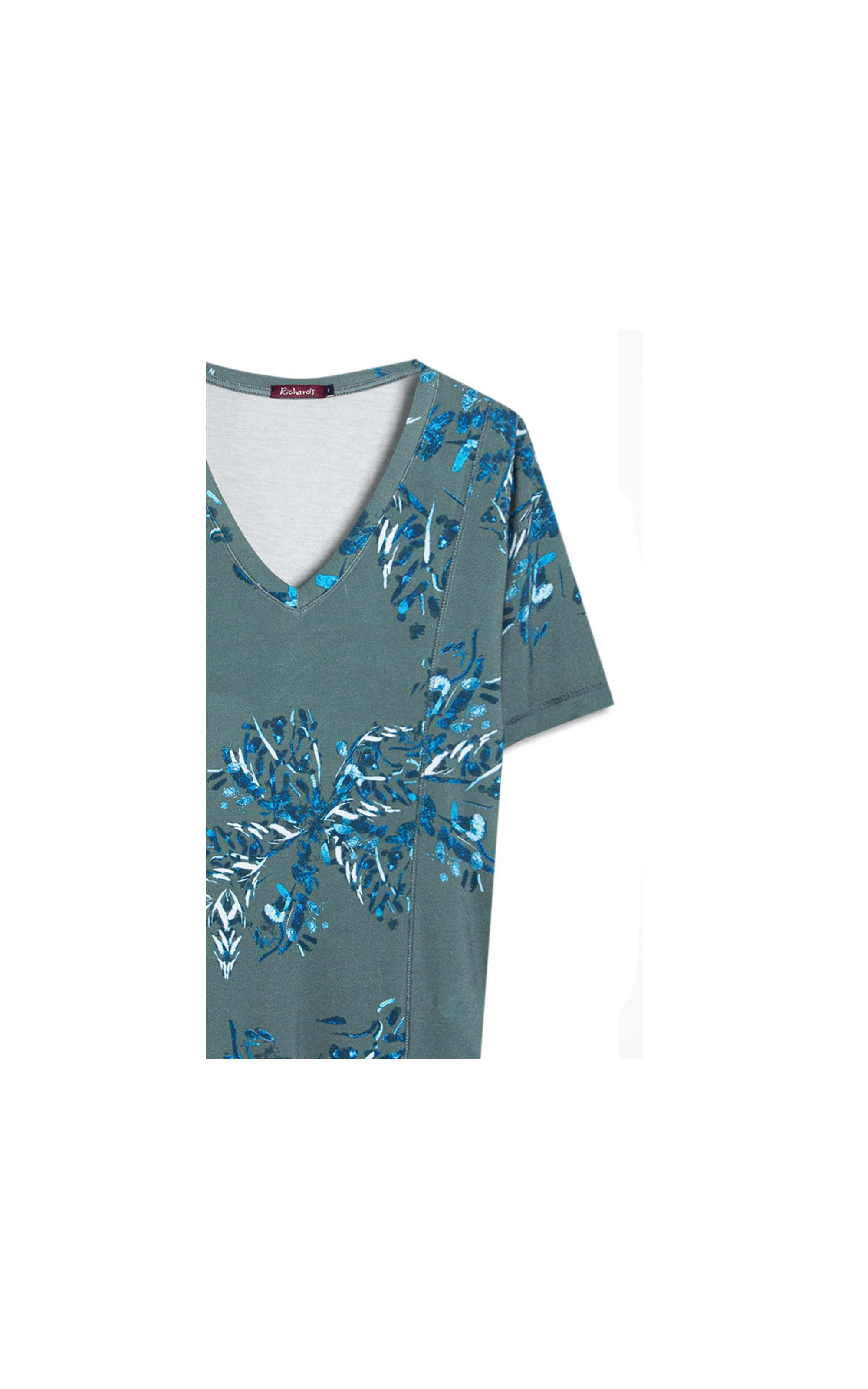 Blusa Linho  Nice Estampa Splatter Verde Army