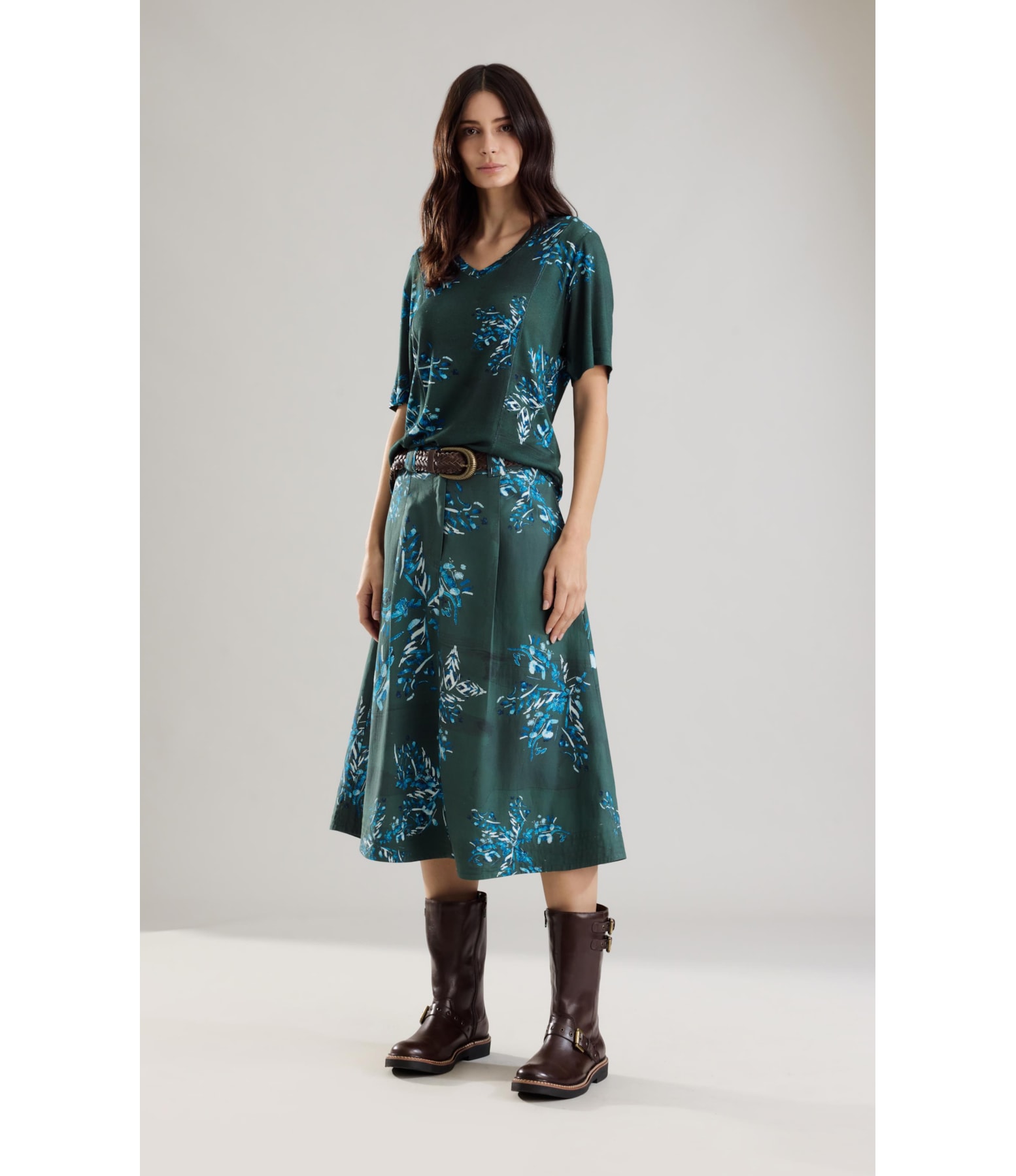 Blusa Linho  Nice Estampa Splatter Verde Army