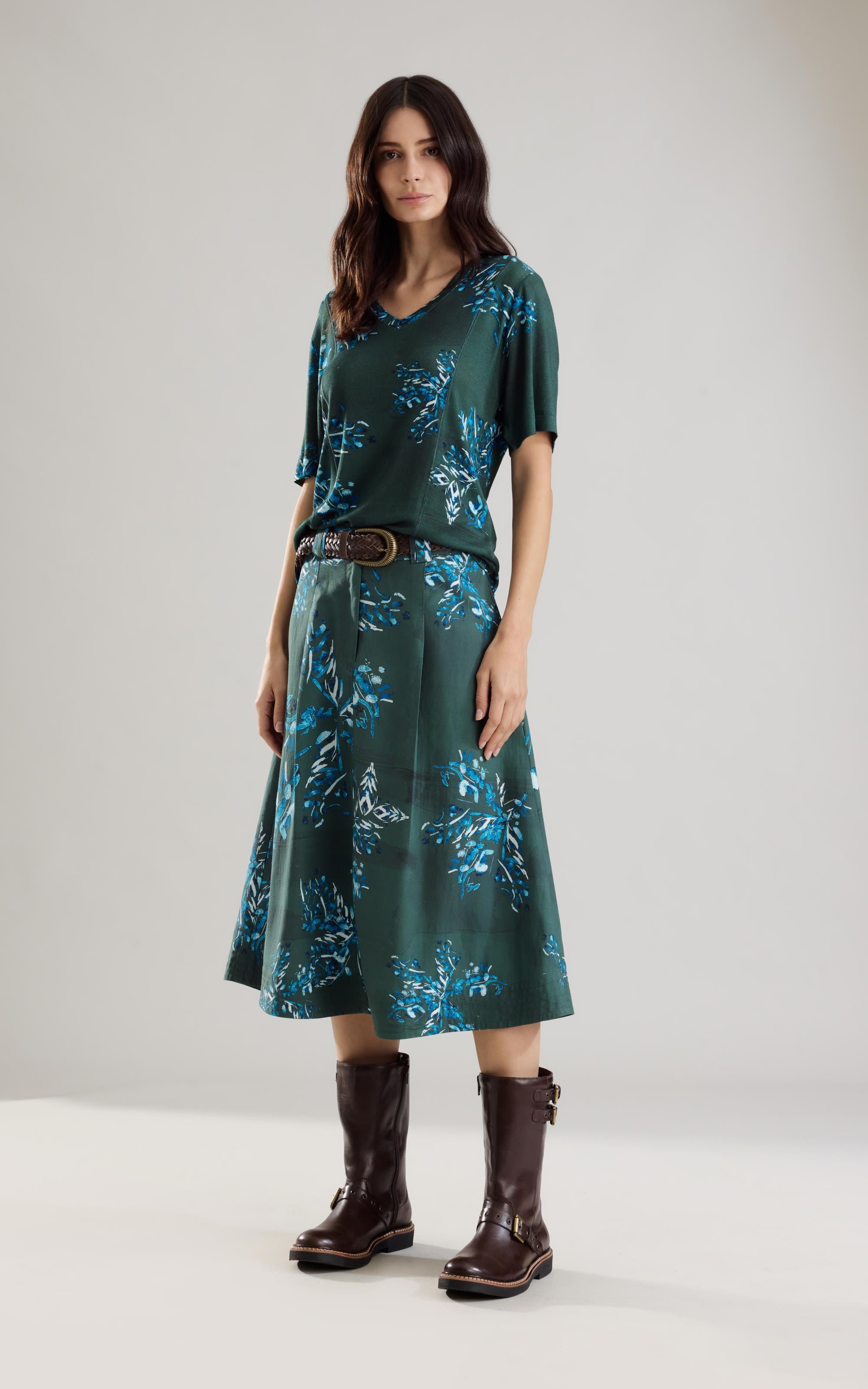 Blusa Linho  Nice Estampa Splatter Verde Army