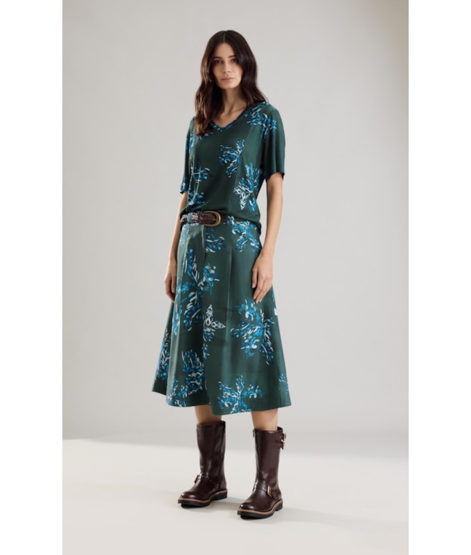 Blusa Linho  Nice Estampa Splatter Verde Army