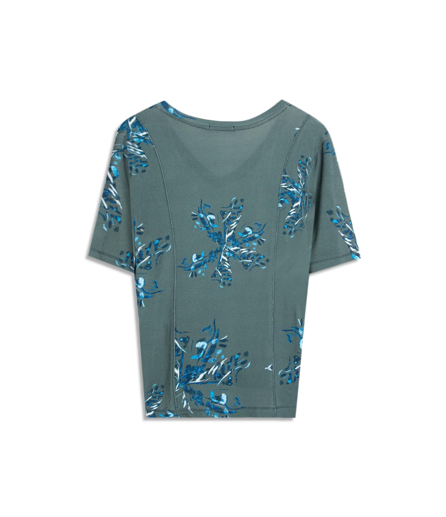 Blusa Linho  Nice Estampa Splatter Verde Army