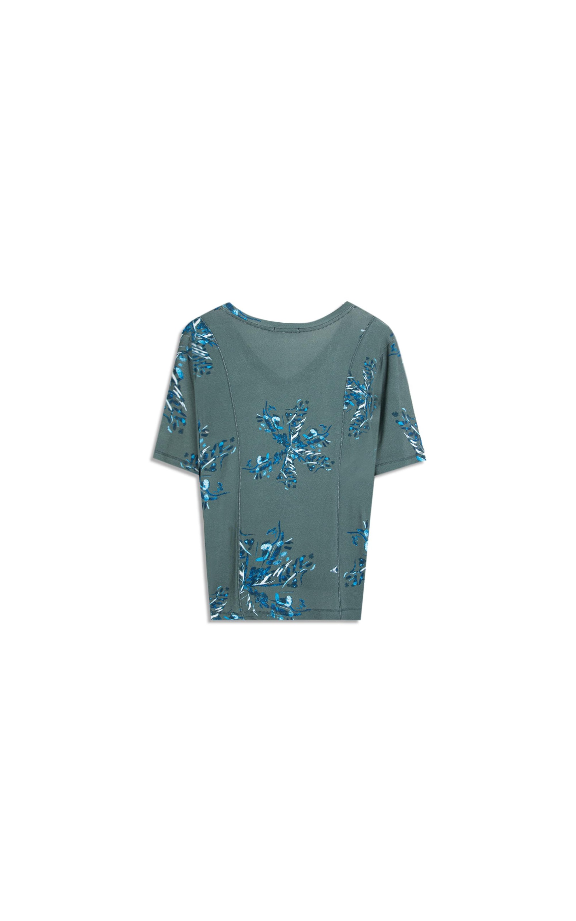 Blusa Linho  Nice Estampa Splatter Verde Army