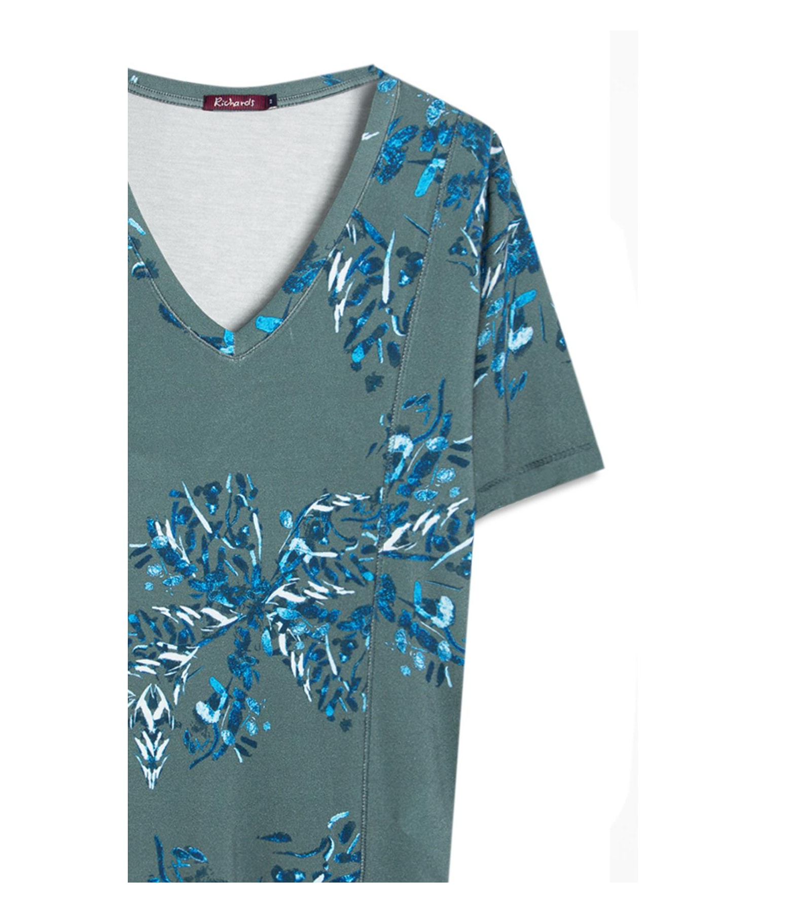Blusa Linho  Nice Estampa Splatter Verde Army