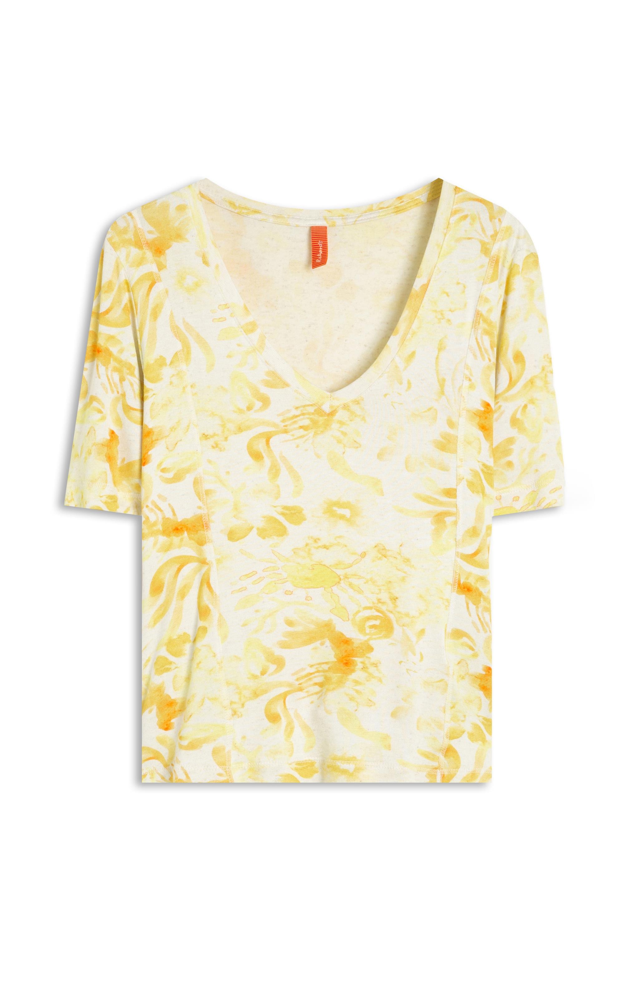 Blusa Linho  Nice Estampa Water Amarelo