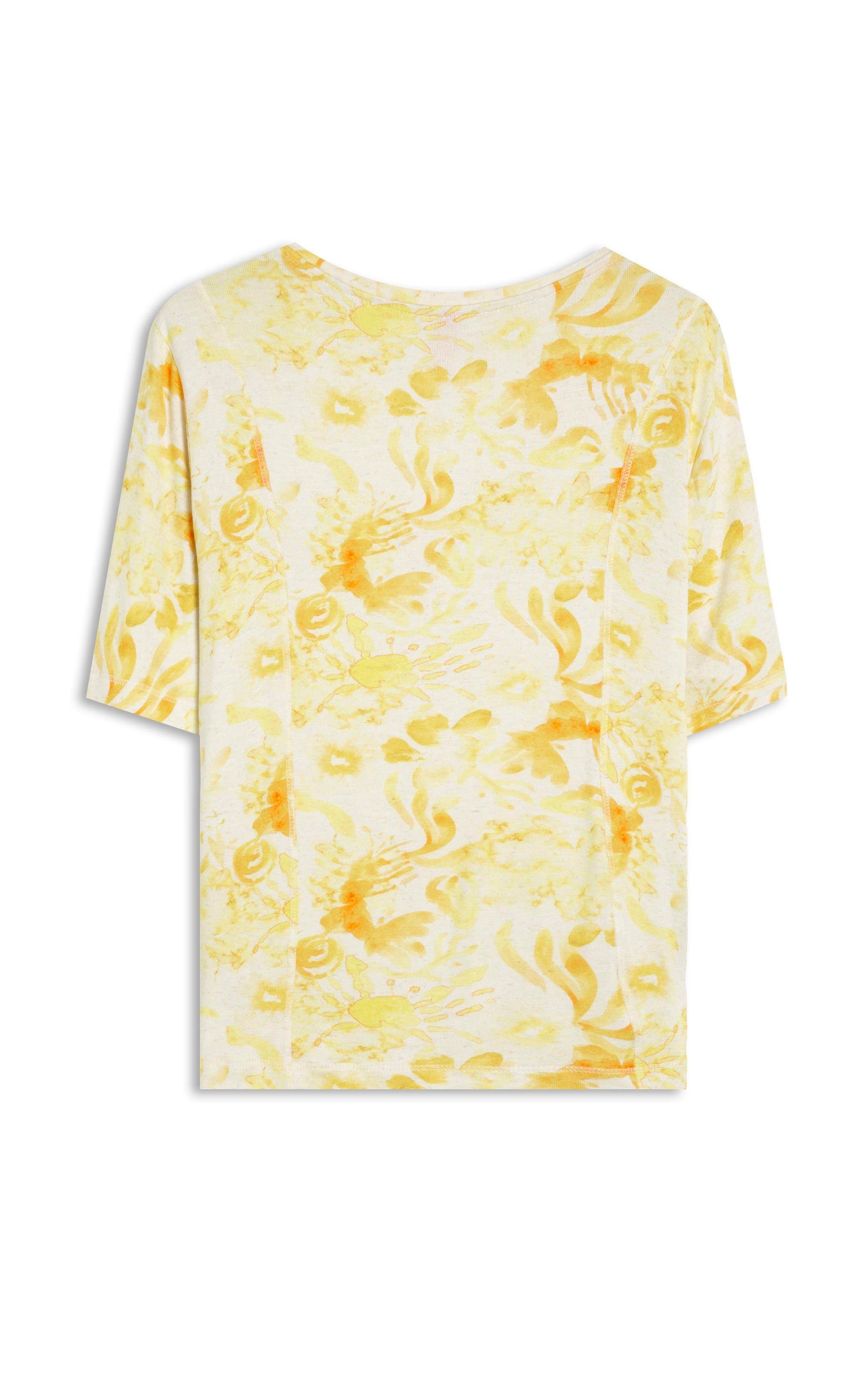 Blusa Linho  Nice Estampa Water Amarelo