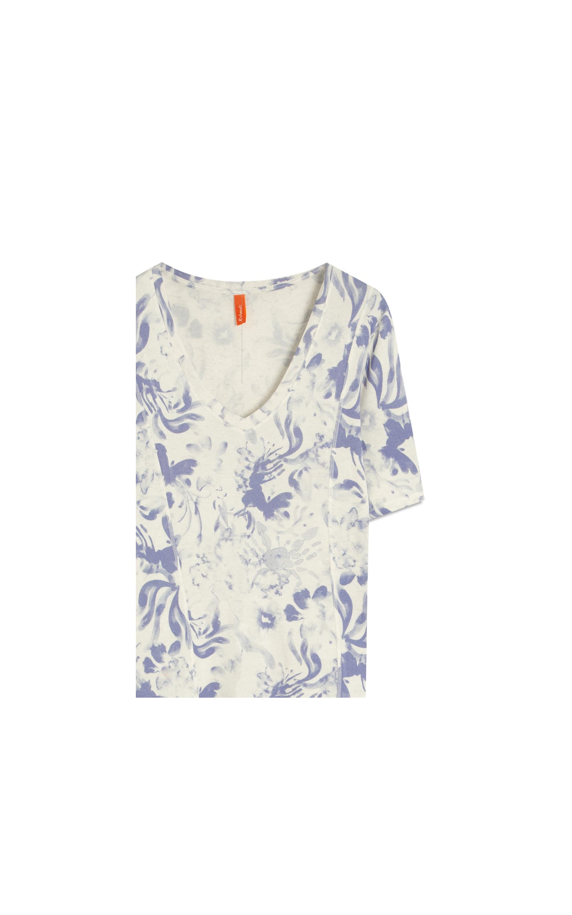 Blusa Linho  Nice Estampa Water Azul Pervante