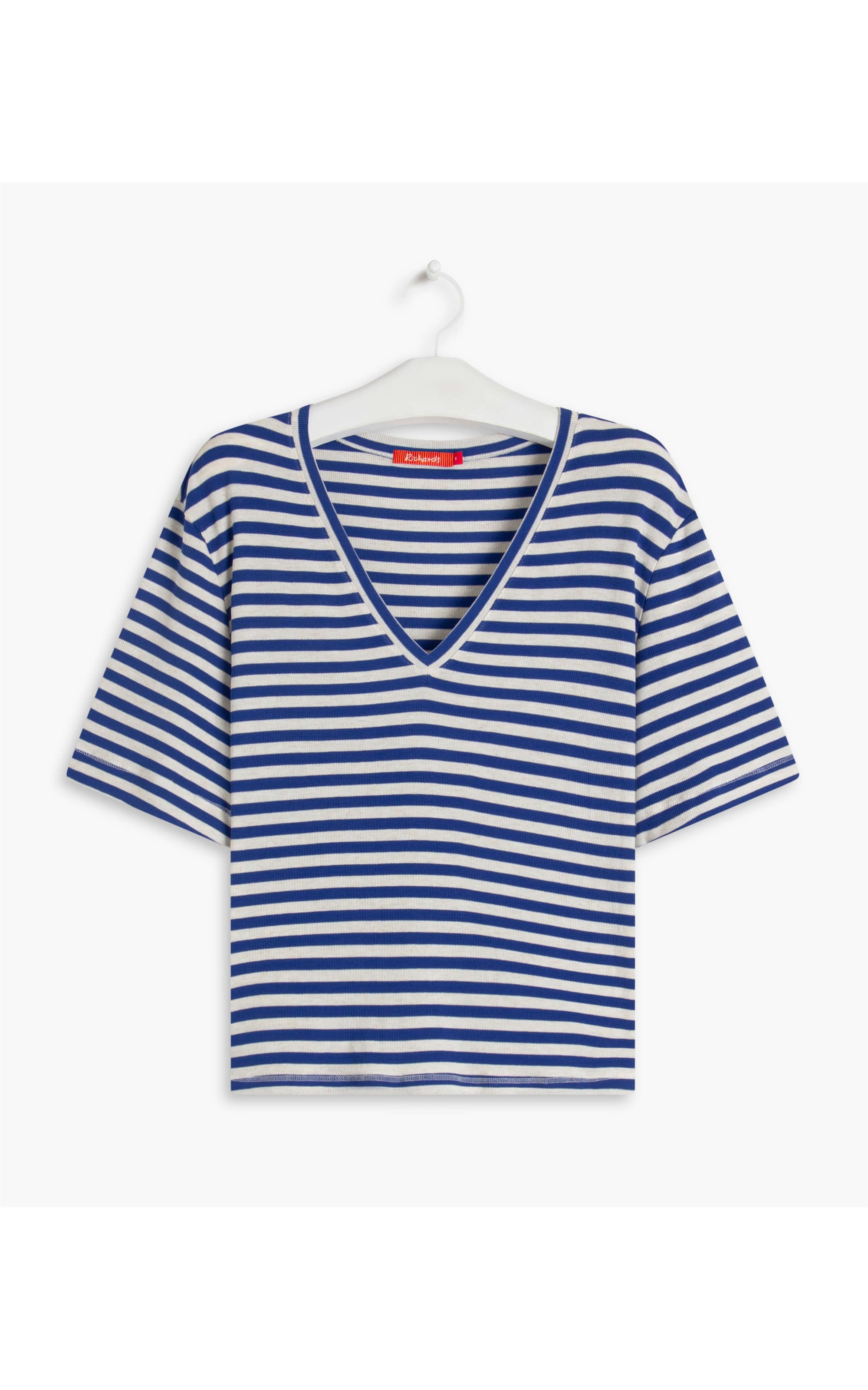Blusa Linho  Nina v Listrado Azul Bic