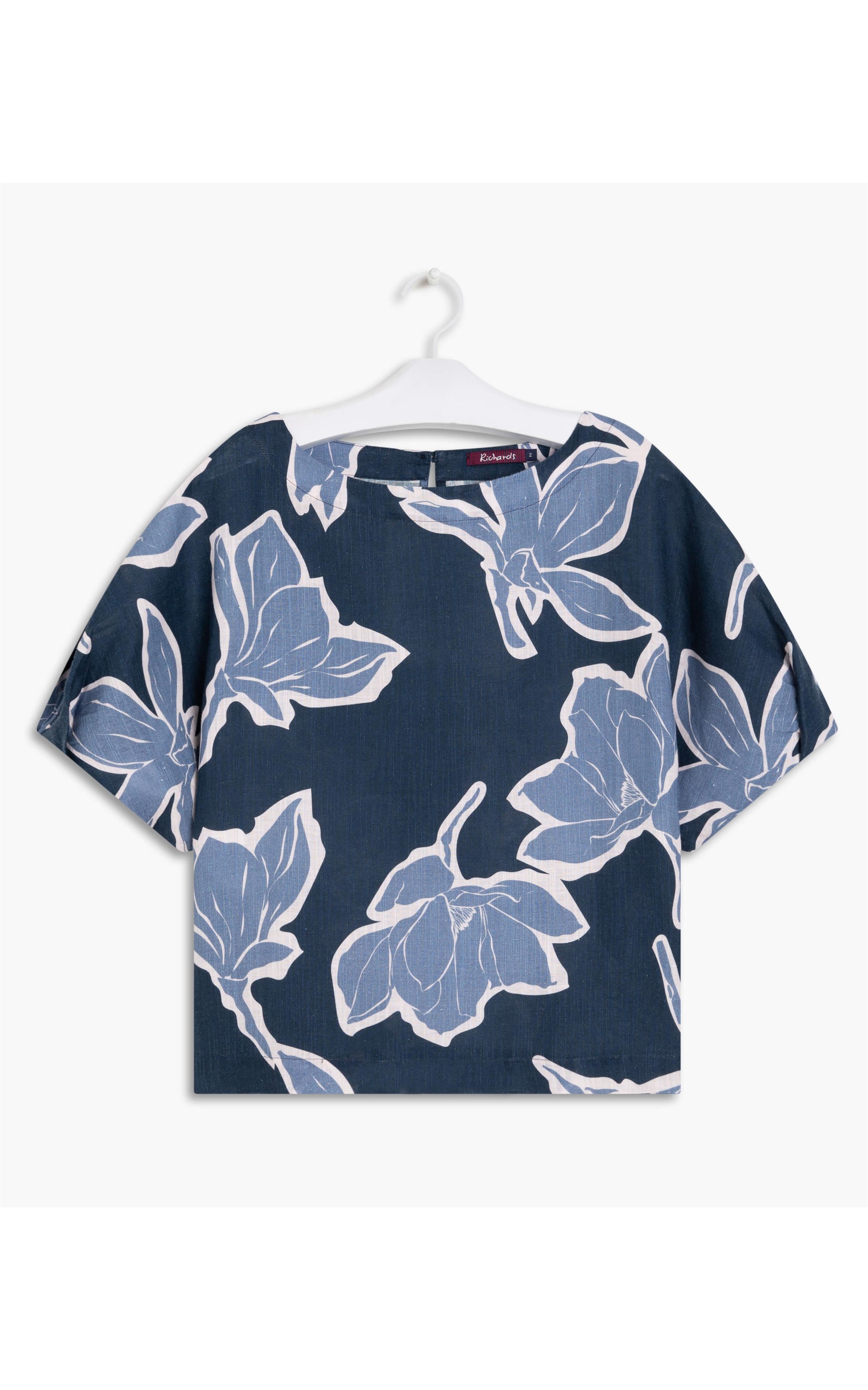 Blusa Linho  Oahe Floral Dark Navy