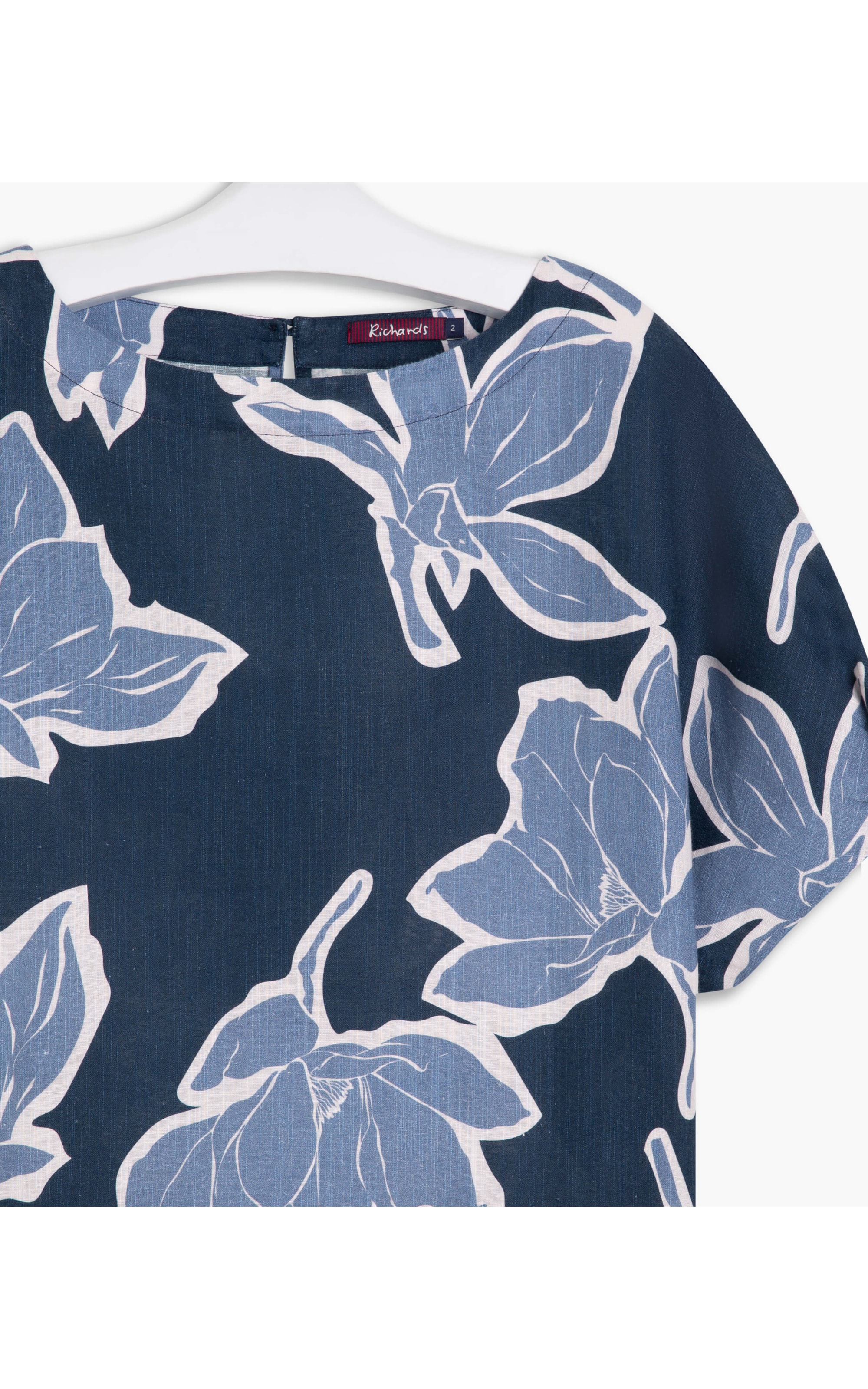 Blusa Linho  Oahe Floral Dark Navy