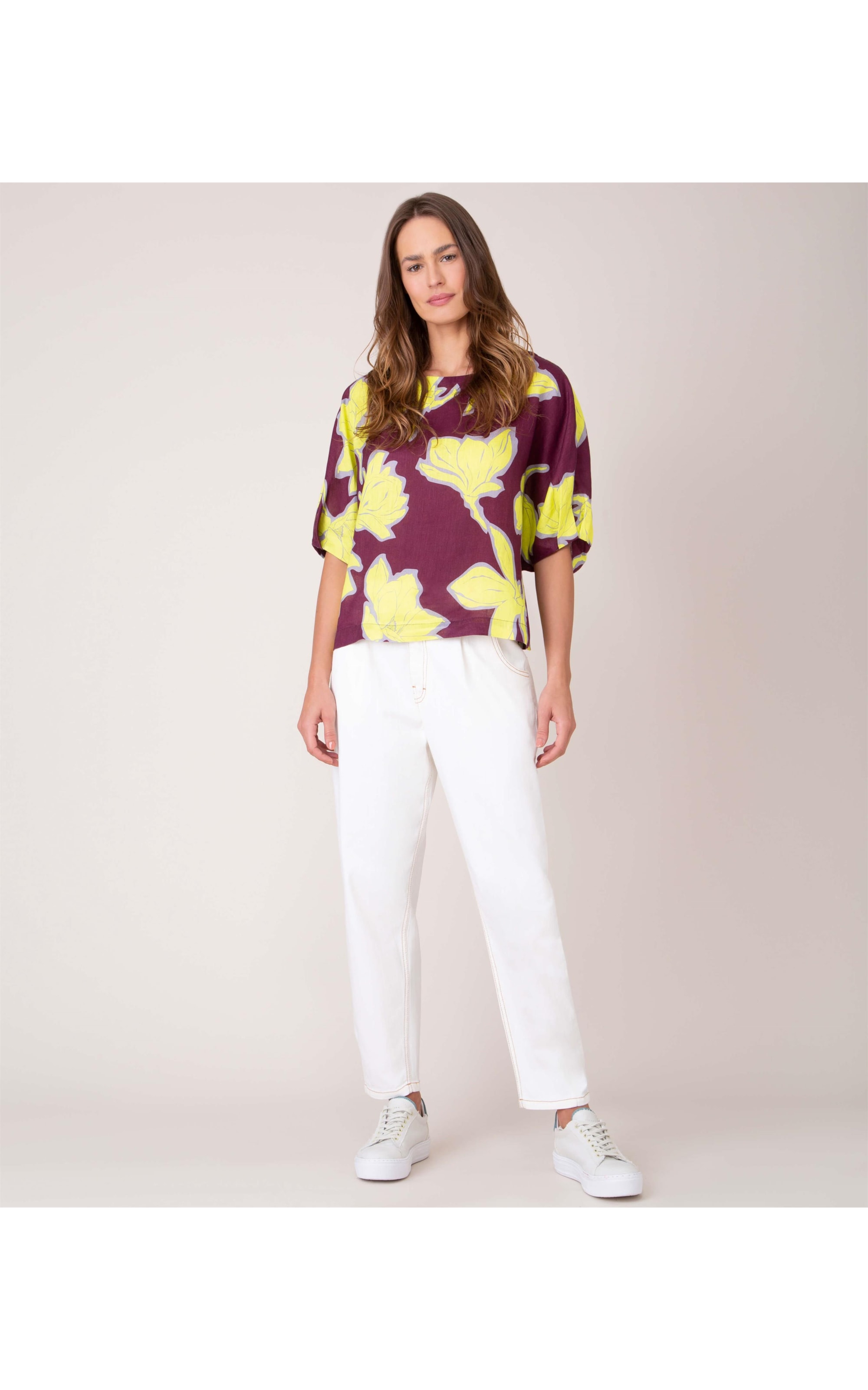 Blusa Linho  Oahe Floral Dark Wine