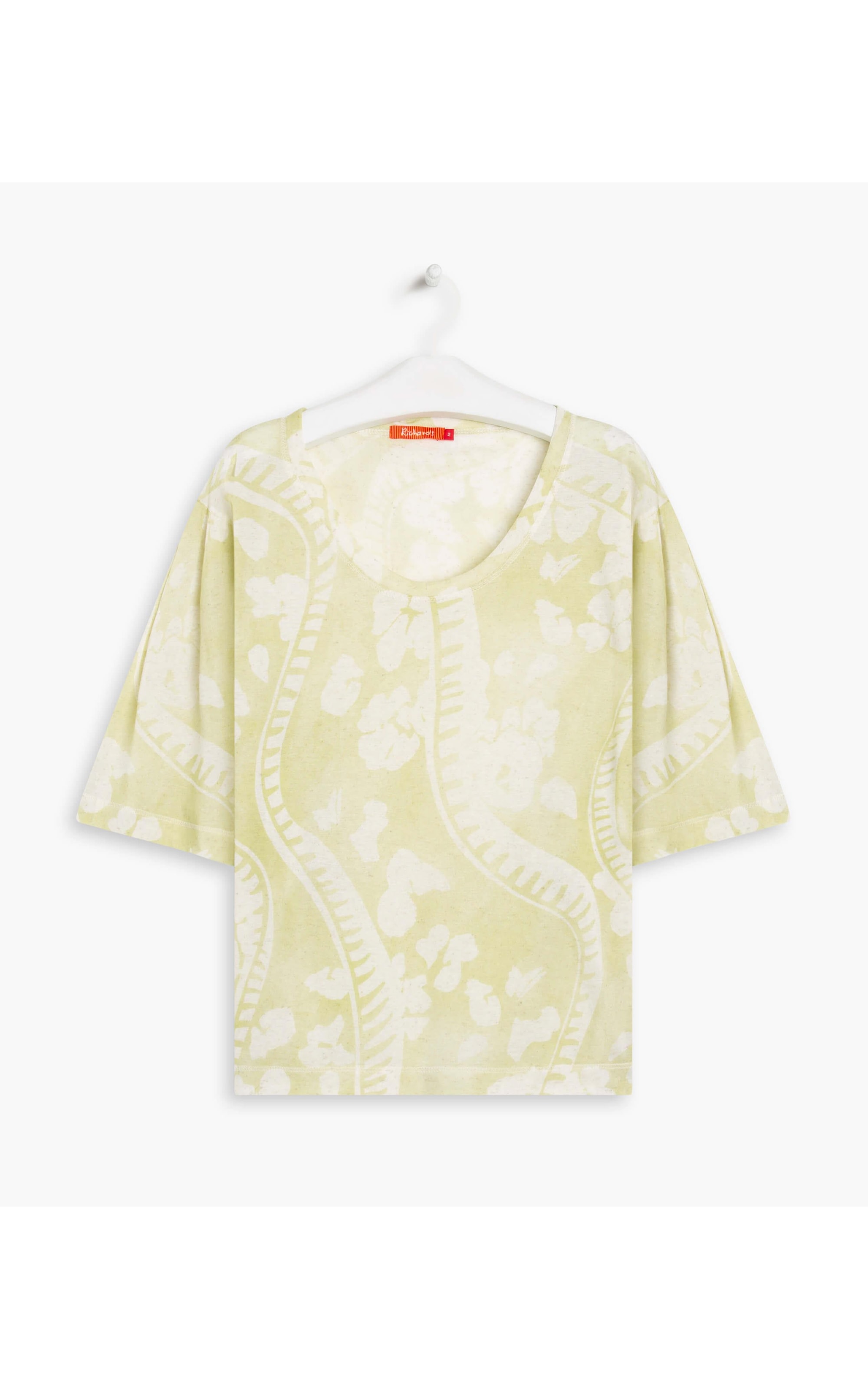 Blusa Linho  Rahera Estampa Petale Lemon
