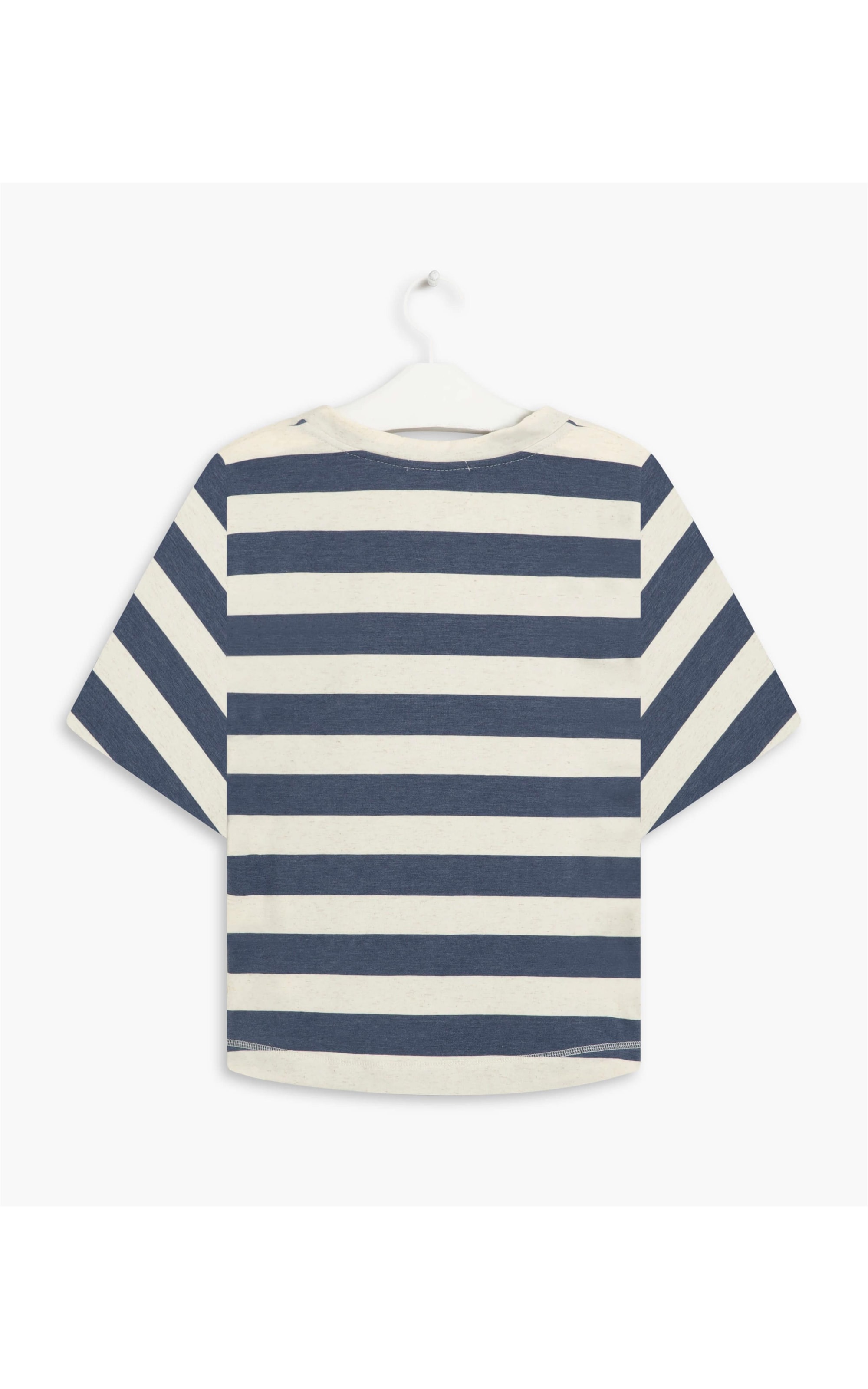Blusa Linho  Rica Listrada Azul Bic