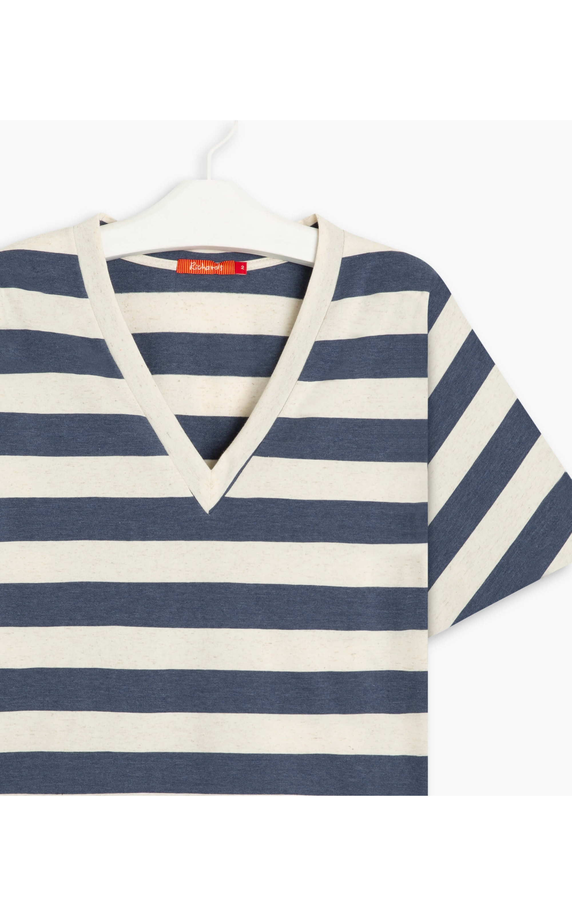 Blusa Linho  Rica Listrada Azul Bic