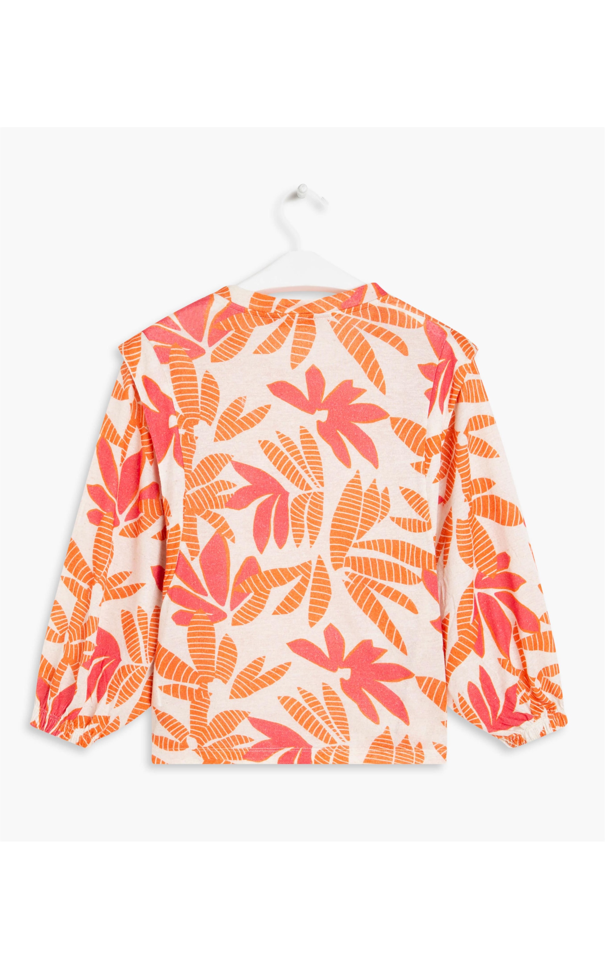 Blusa Linho  Rubi Est Folhas Listra Natural