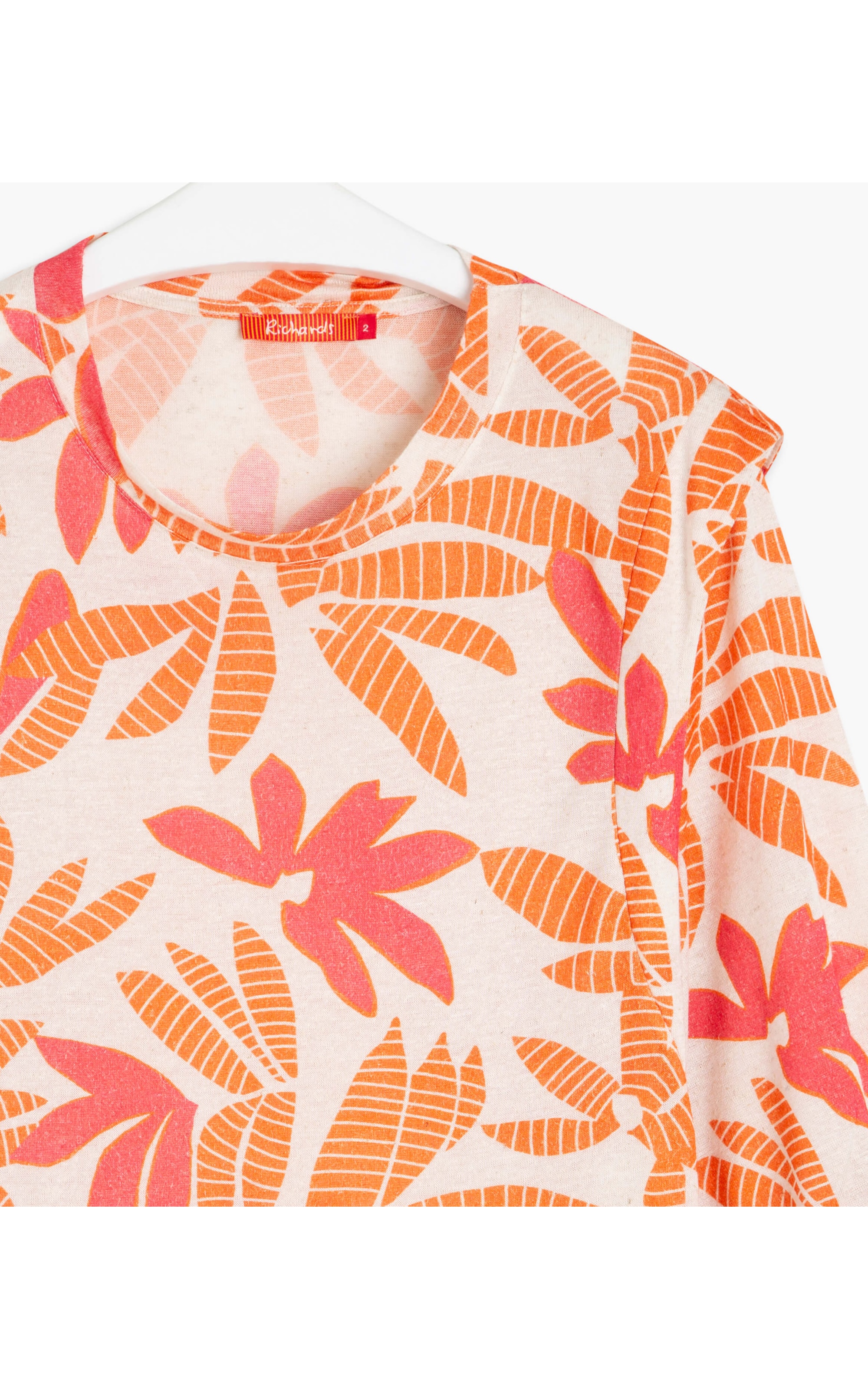 Blusa Linho  Rubi Est Folhas Listra Natural