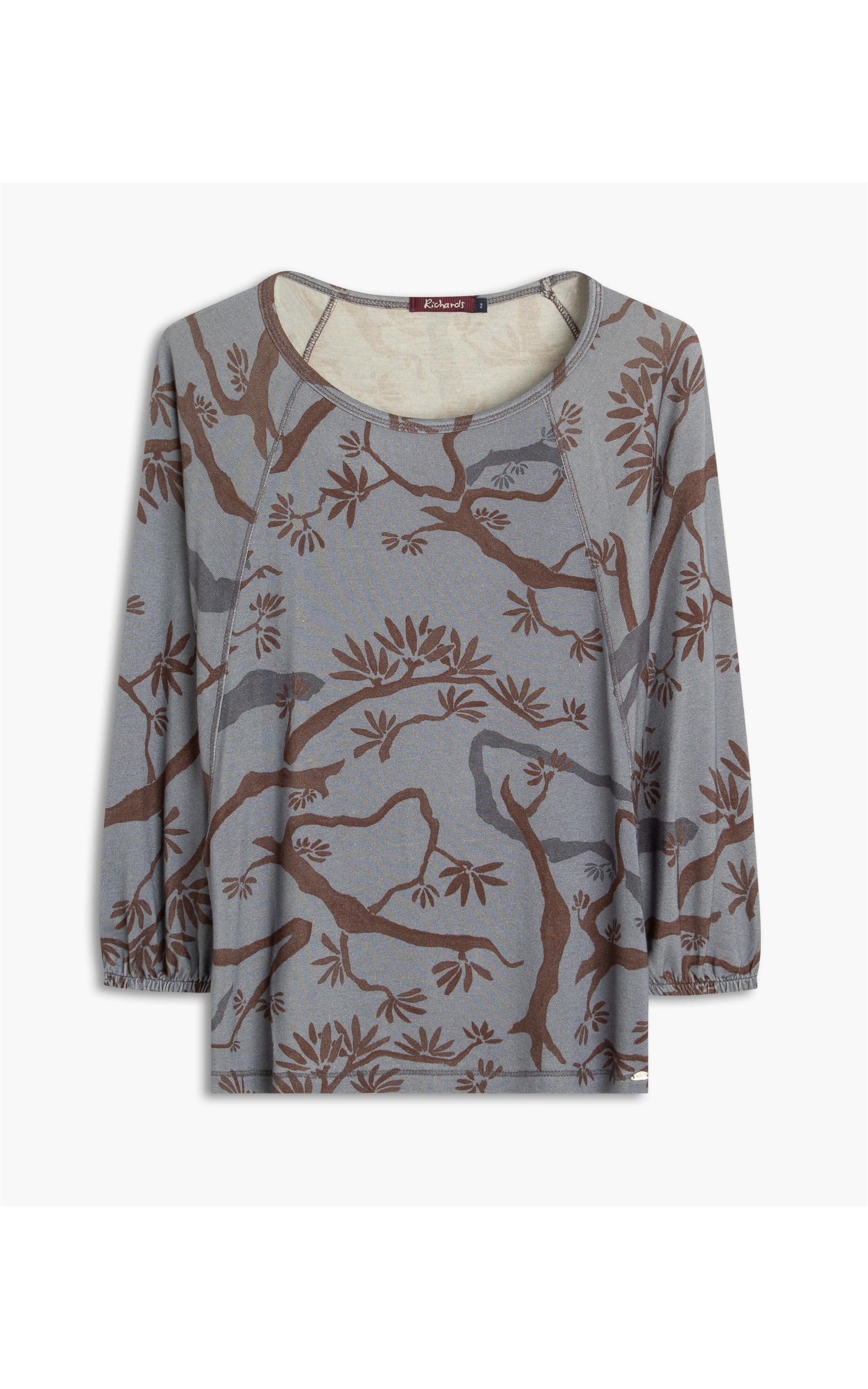 Blusa Linho  Saiji Estampa Tree Azul Pervante