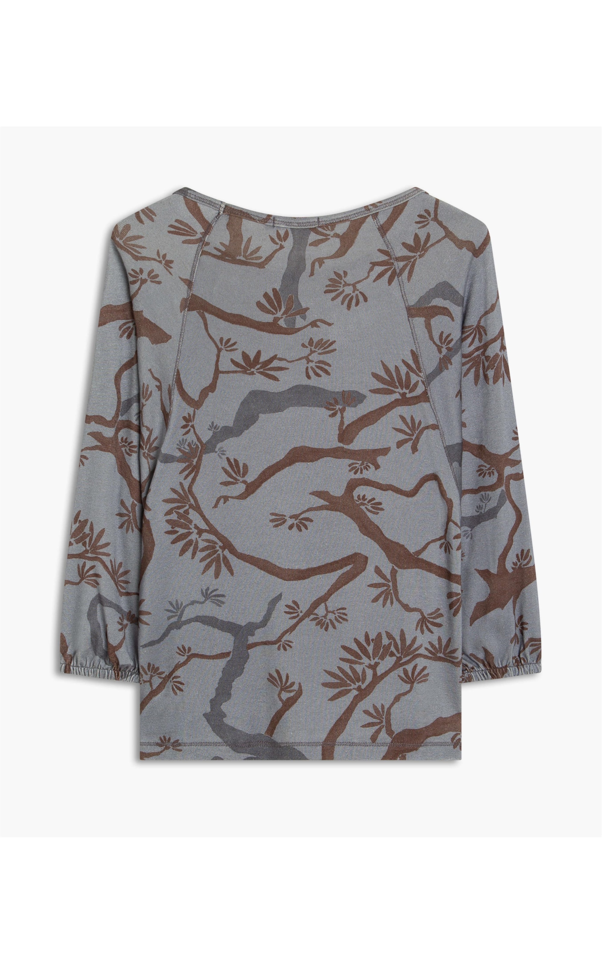 Blusa Linho  Saiji Estampa Tree Azul Pervante