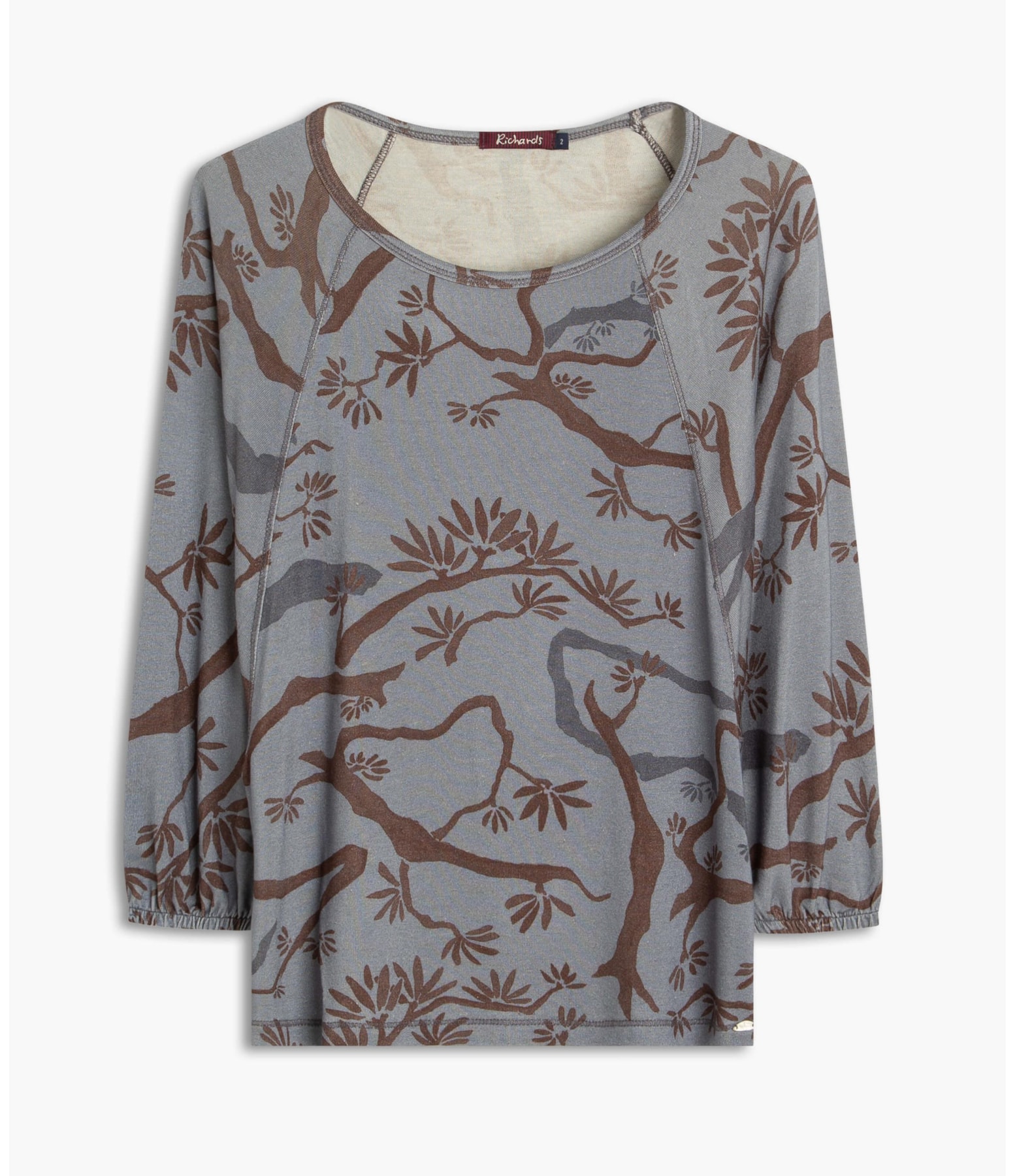 Blusa Linho  Saiji Estampa Tree Azul Pervante
