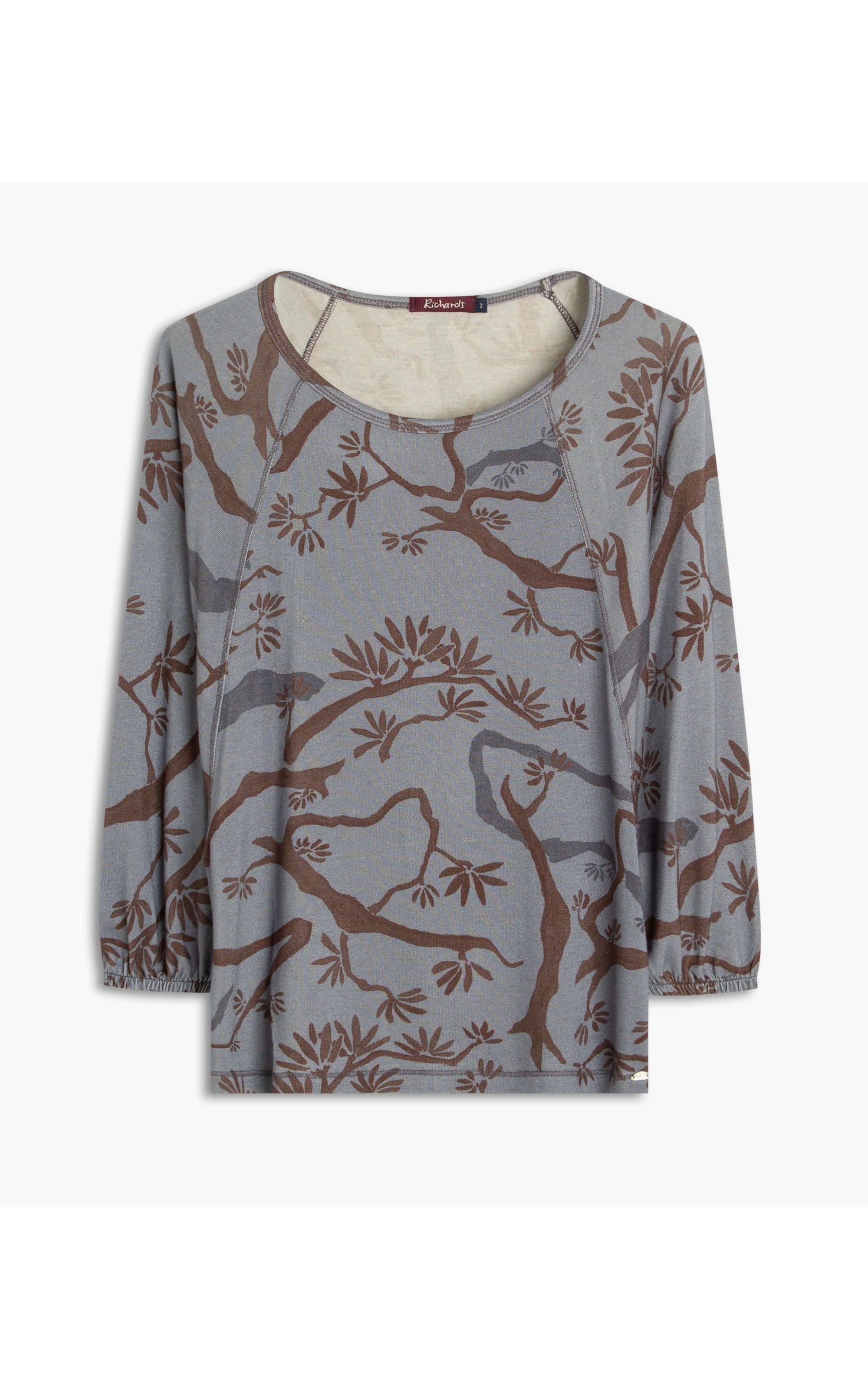 Blusa Linho  Saiji Estampa Tree Azul Pervante