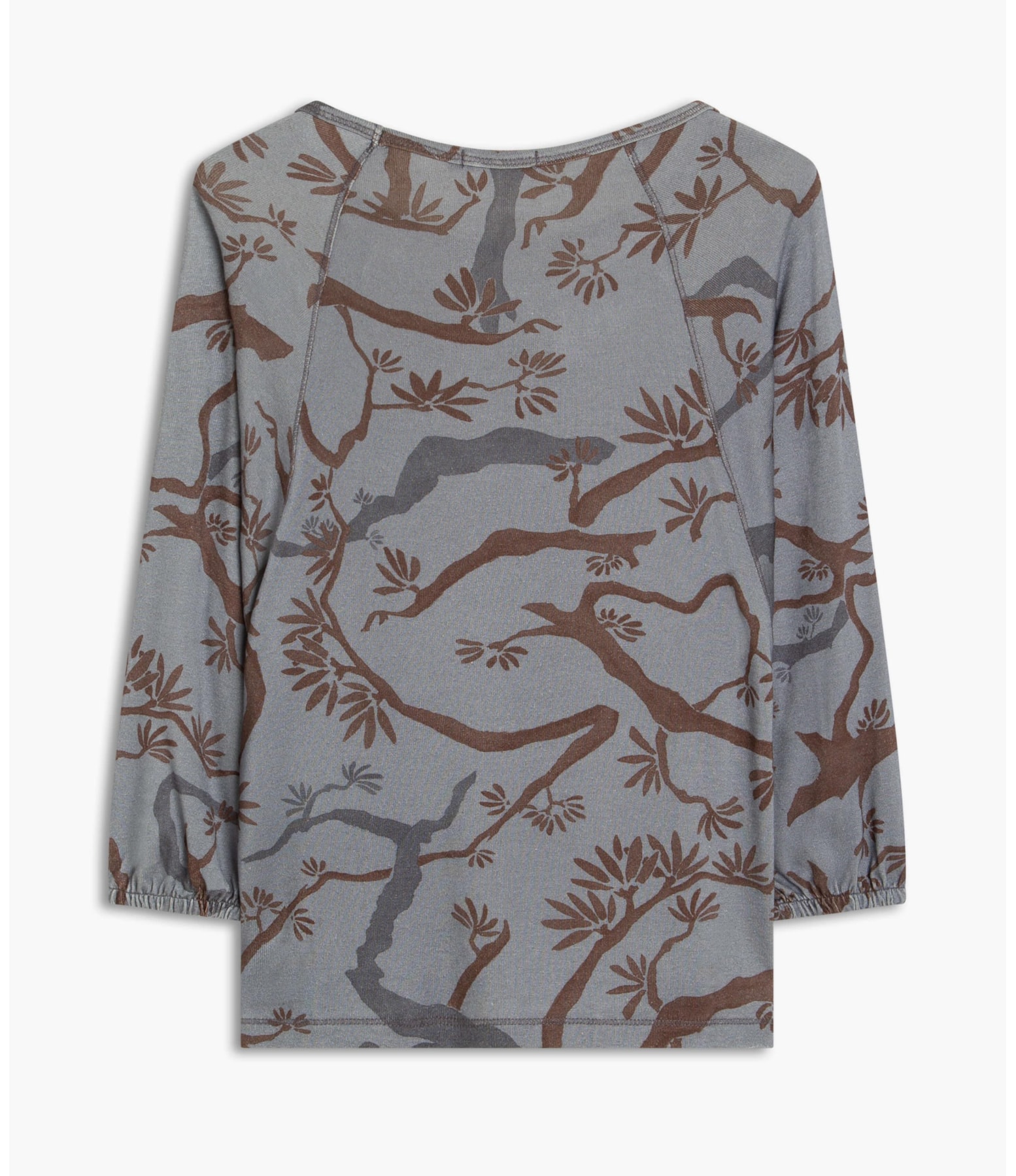 Blusa Linho  Saiji Estampa Tree Azul Pervante