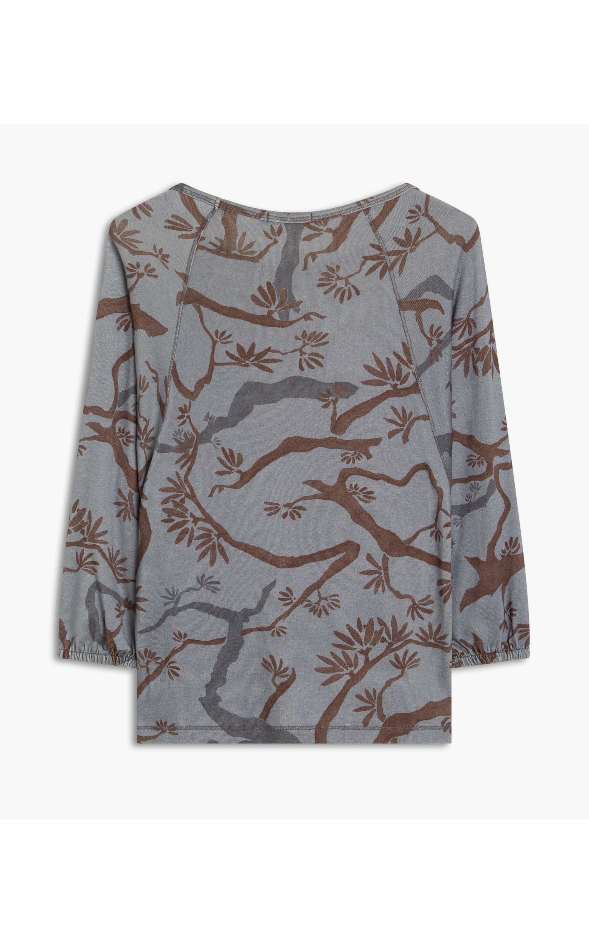 Blusa Linho  Saiji Estampa Tree Azul Pervante
