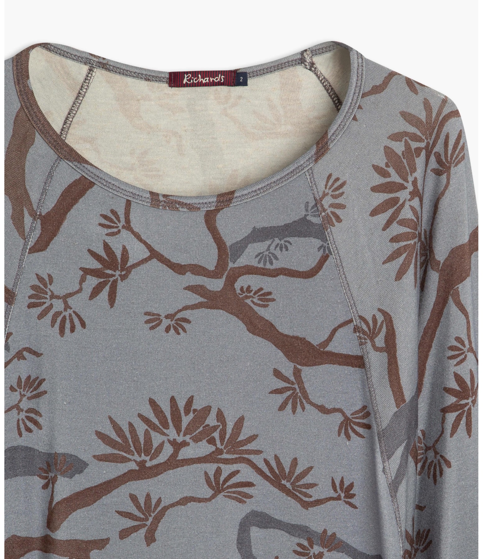 Blusa Linho  Saiji Estampa Tree Azul Pervante