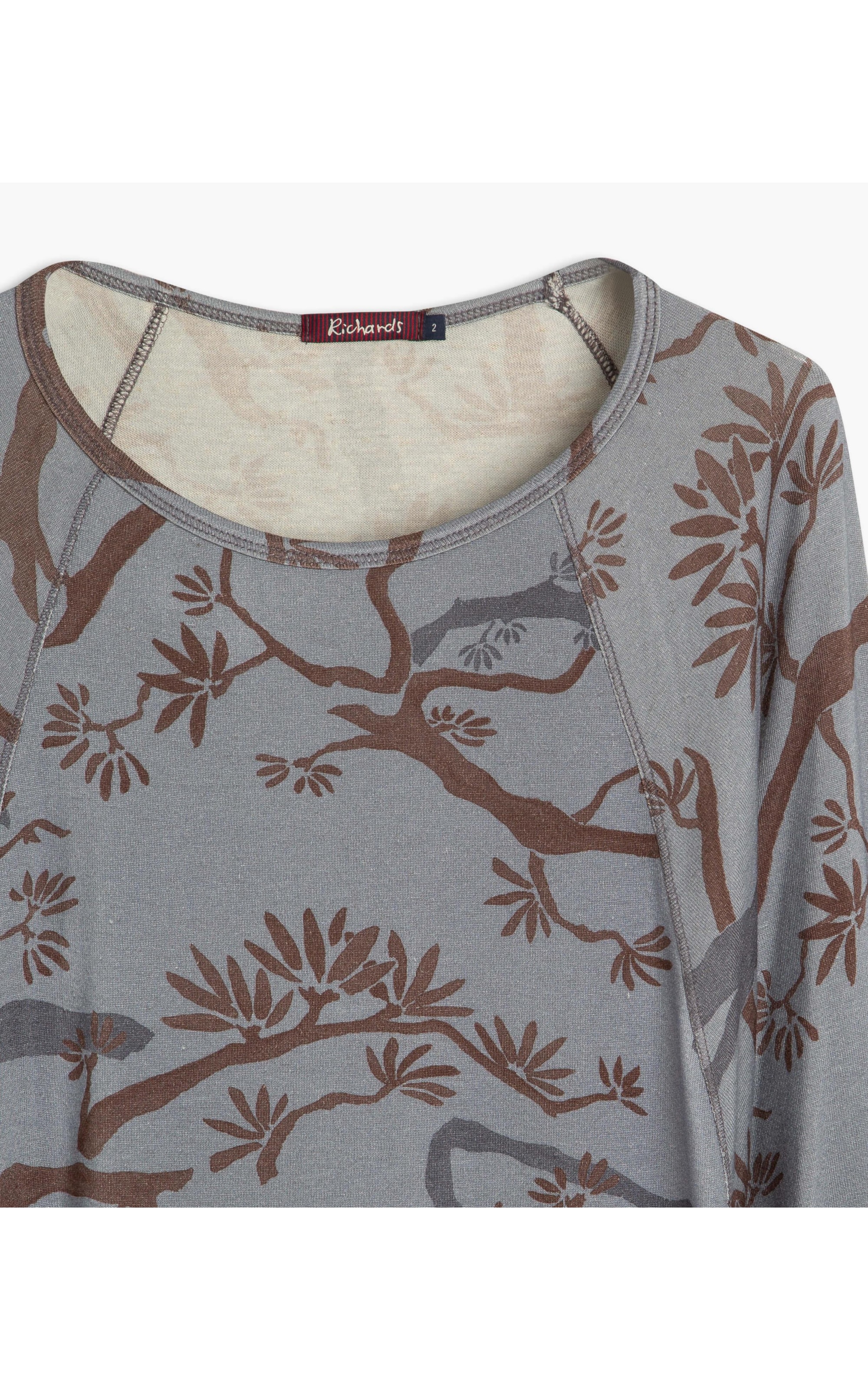 Blusa Linho  Saiji Estampa Tree Azul Pervante