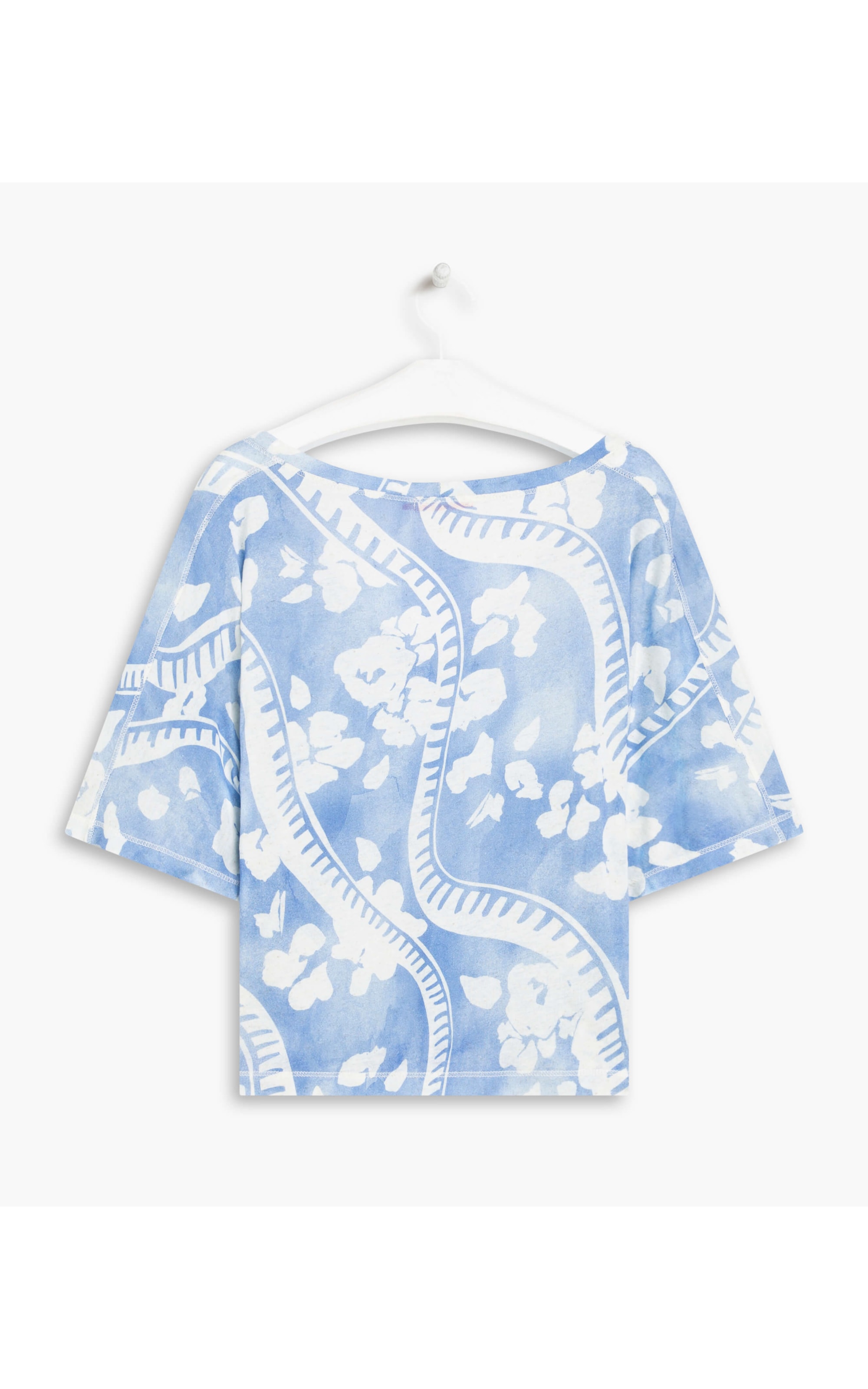 Blusa Linho  Salinas Estampa Petale Azul Bic