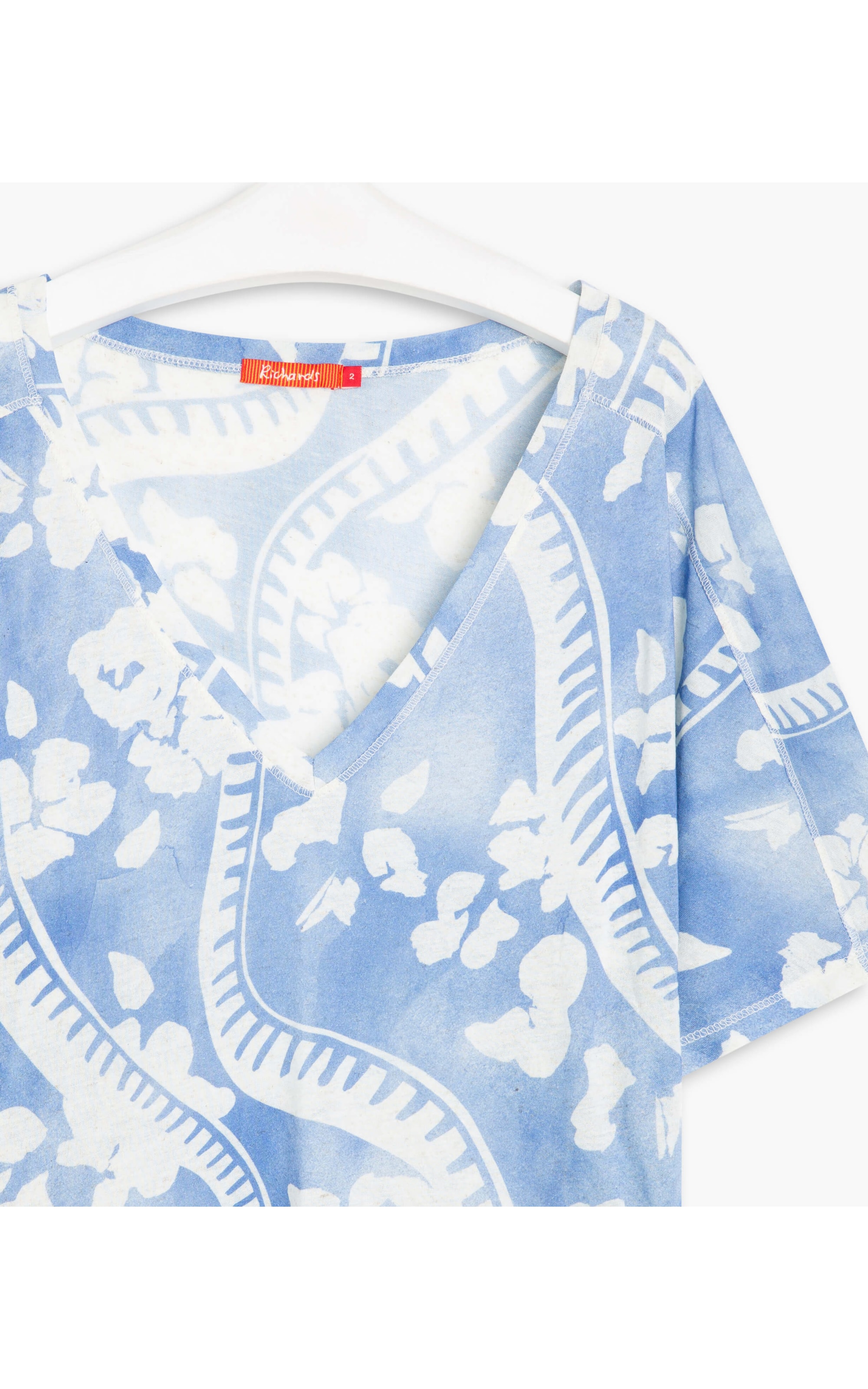 Blusa Linho  Salinas Estampa Petale Azul Bic