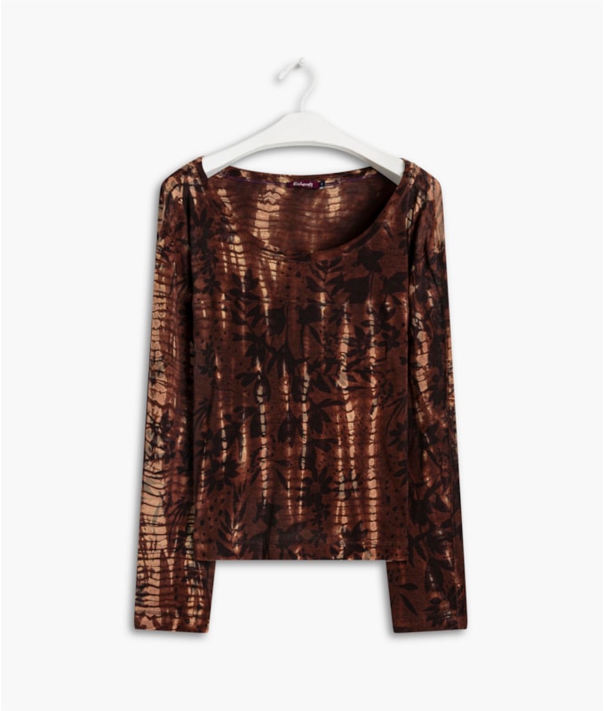 Blusa Linho  Shaga Tie Dye Chocolate
