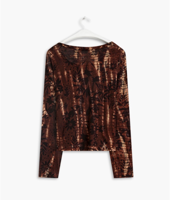 Blusa Linho  Shaga Tie Dye Chocolate
