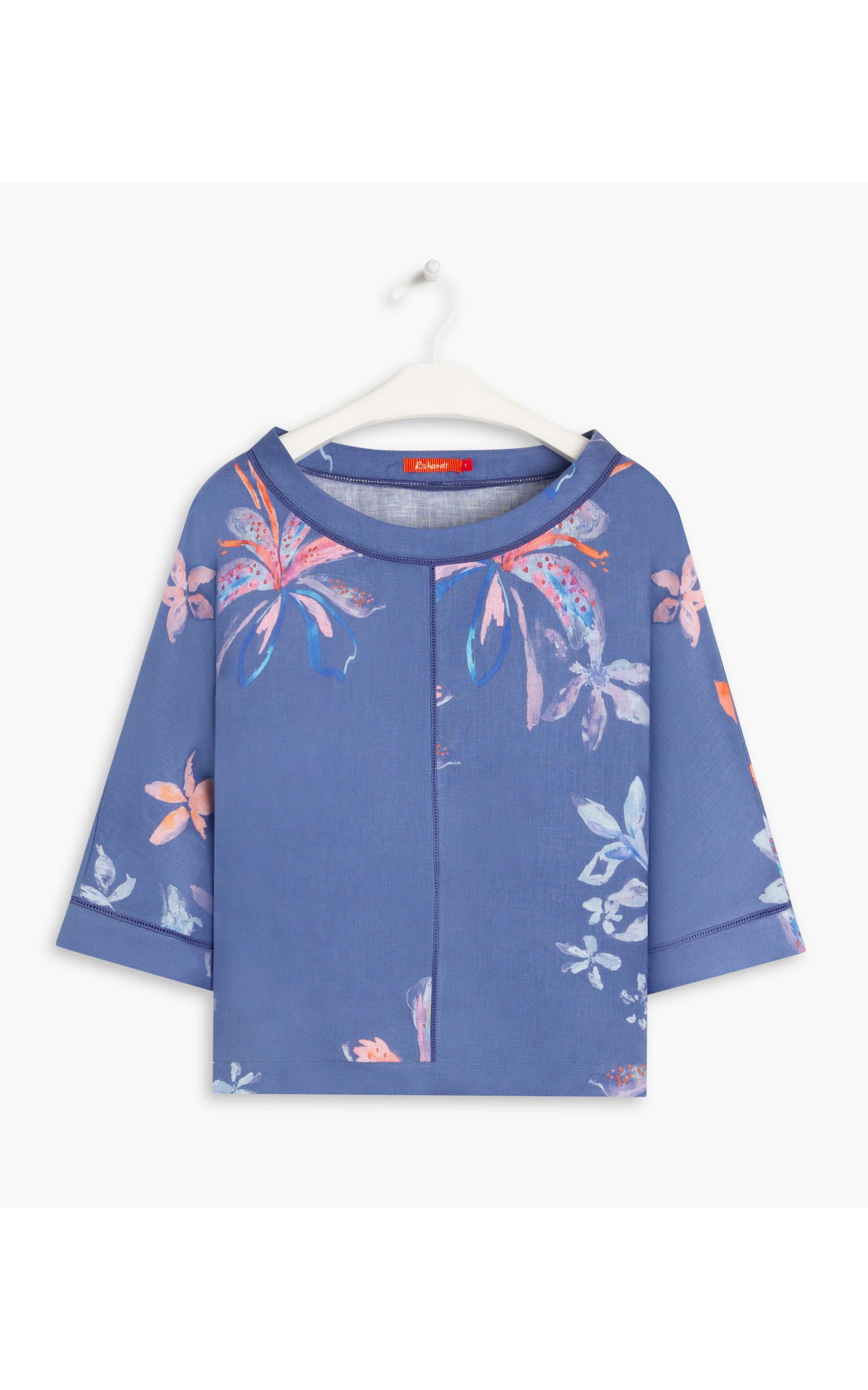 Blusa Linho  Sierra Soft Flower Azul Jeans