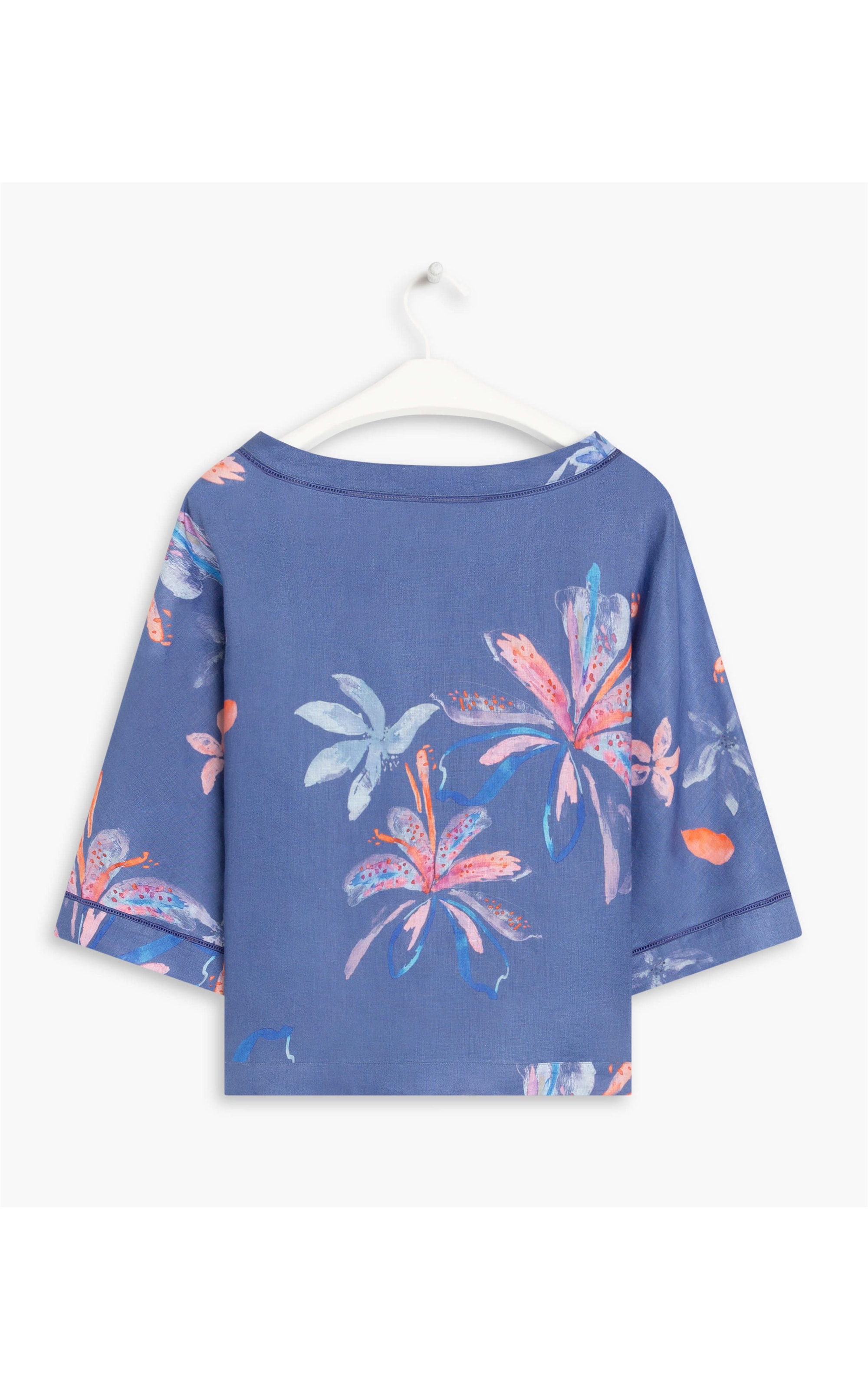 Blusa Linho  Sierra Soft Flower Azul Jeans