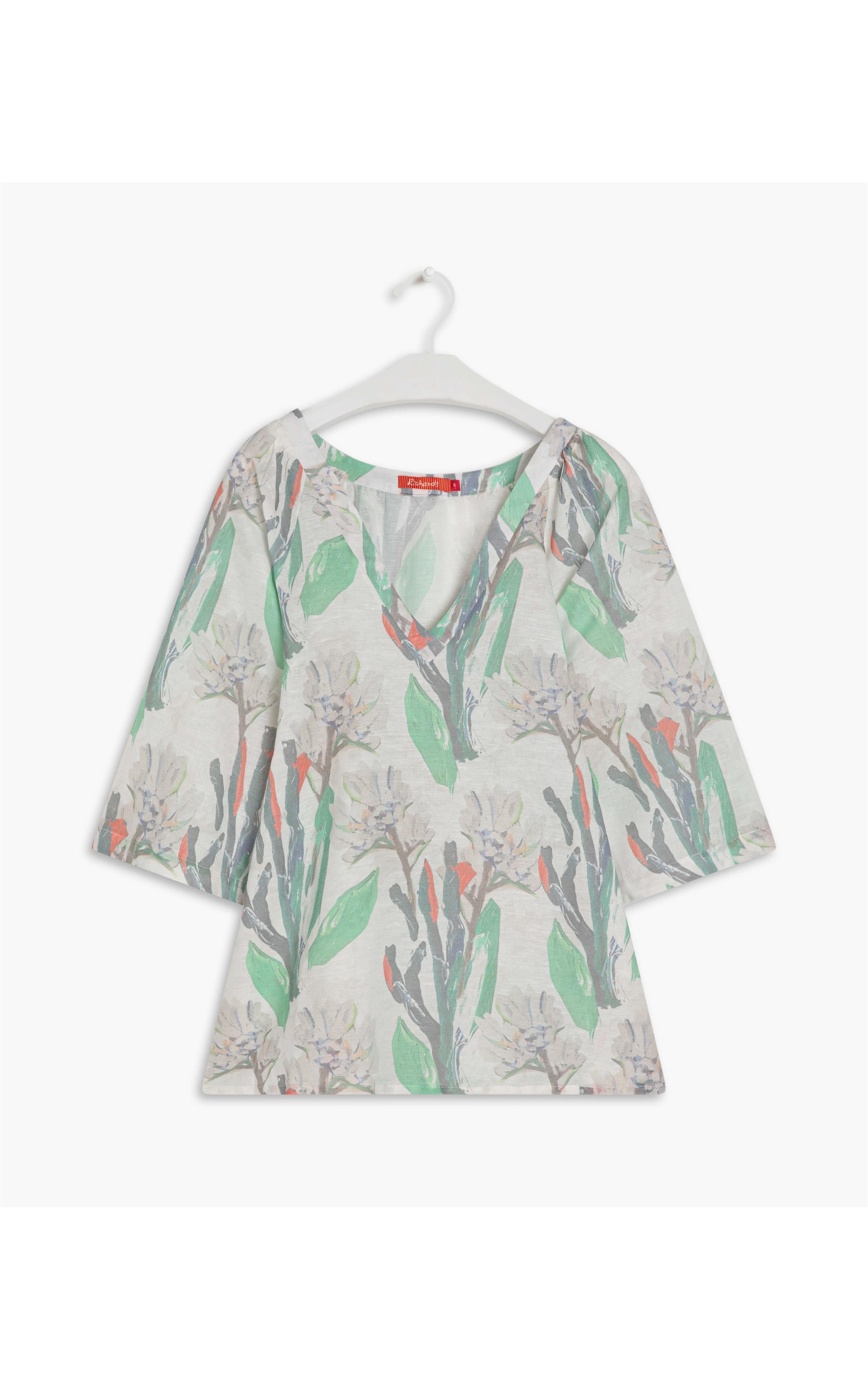 Blusa Linho  Stela Canvas Flower Off White