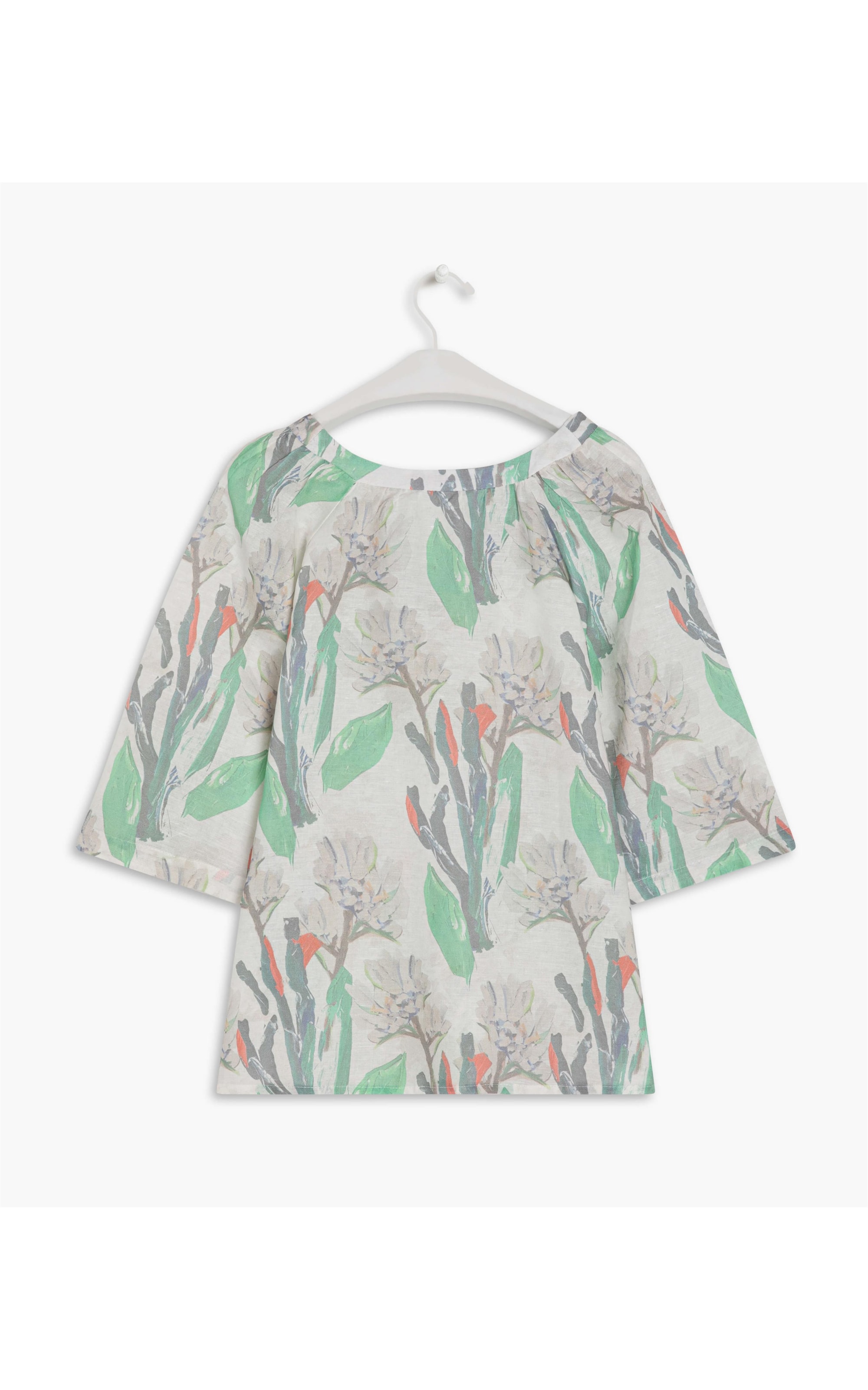 Blusa Linho  Stela Canvas Flower Off White
