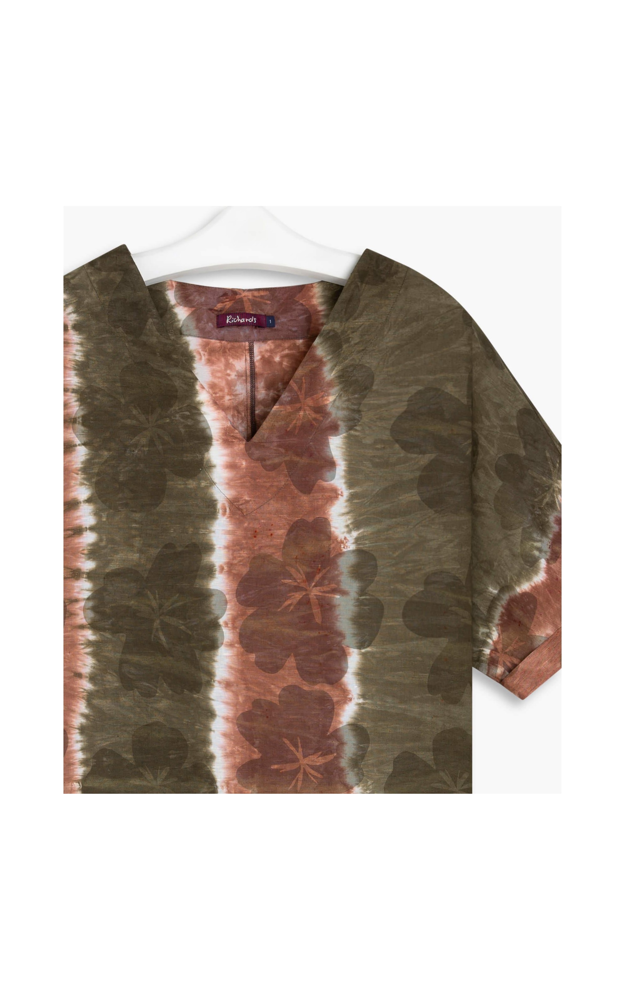 Blusa Linho  Suri  Tie Dye Flower Verde Militar