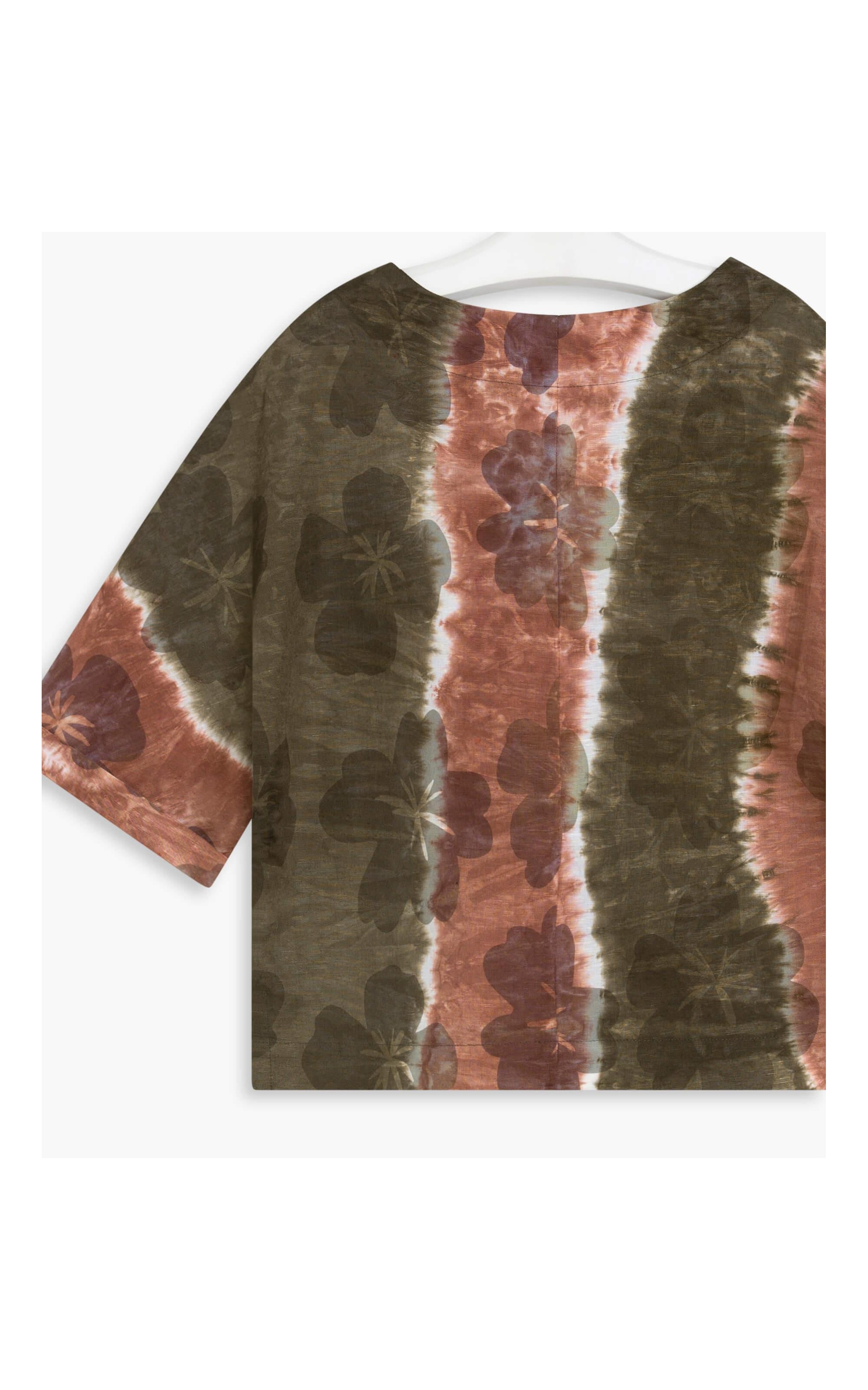 Blusa Linho  Suri  Tie Dye Flower Verde Militar