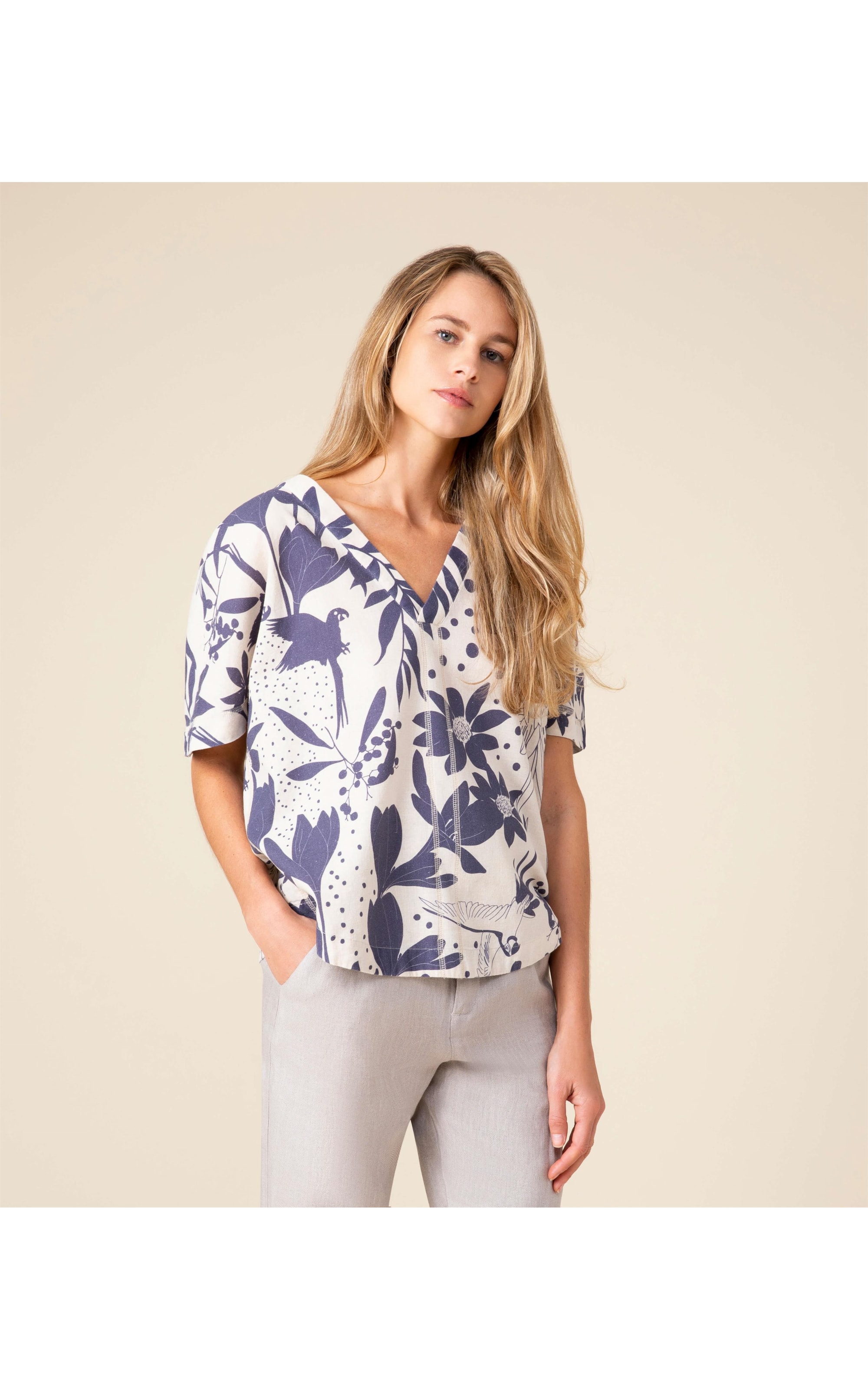 Blusa Linho  Tana Purple Blue